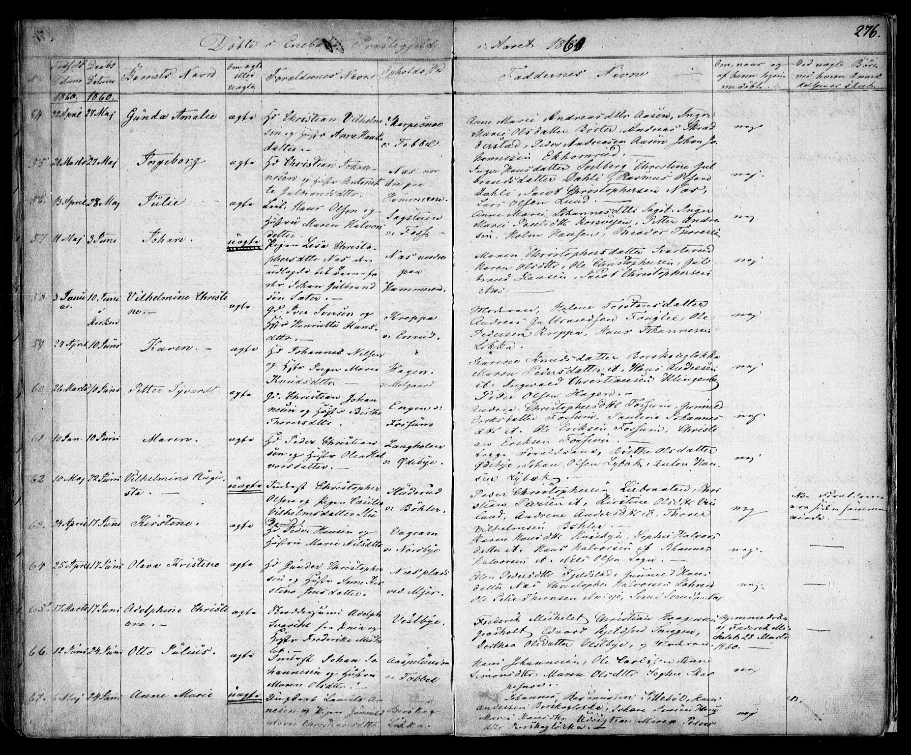 Enebakk prestekontor Kirkebøker, SAO/A-10171c/F/Fa/L0009: Parish register (official) no. I 9, 1832-1861, p. 276