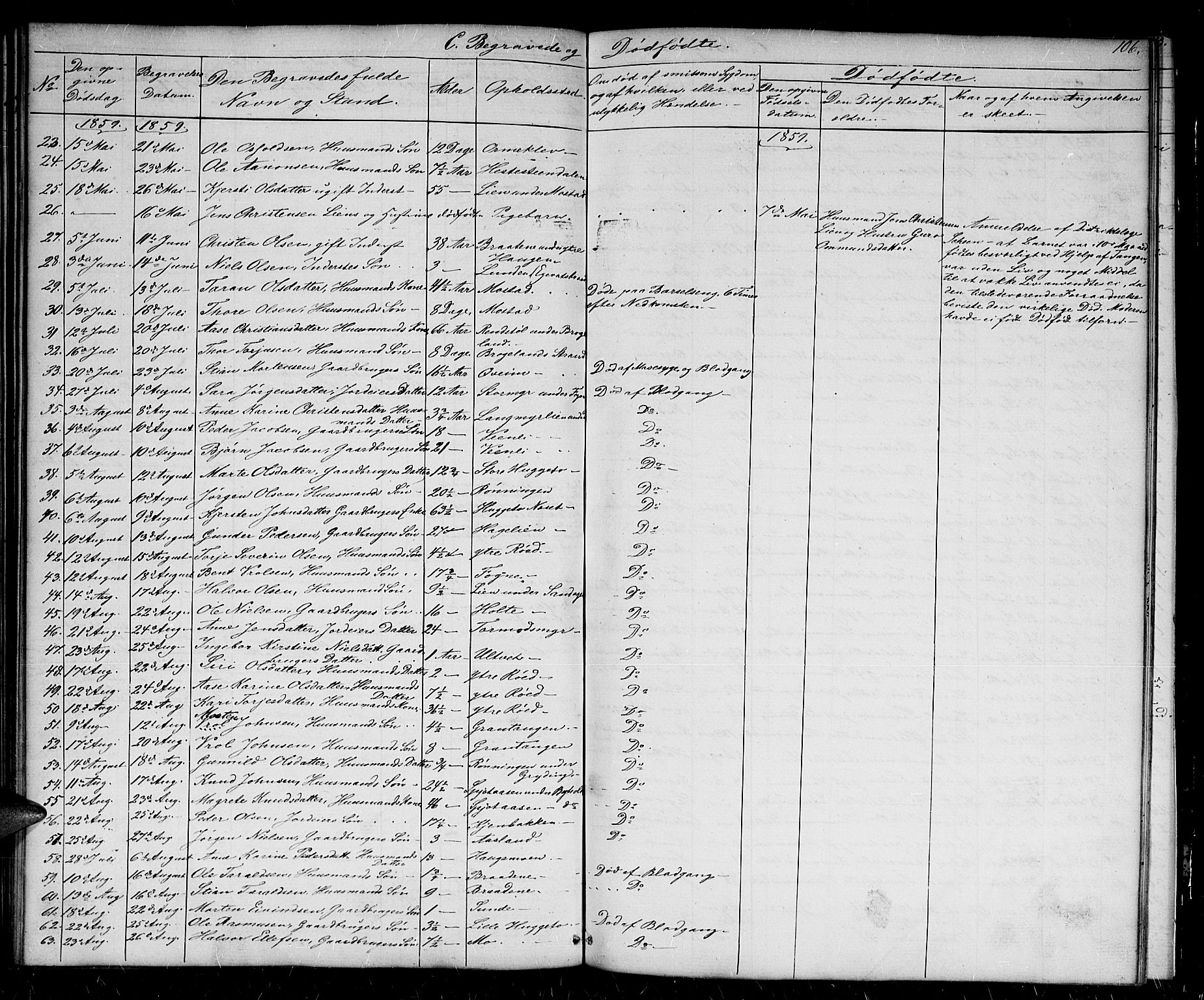 Gjerstad sokneprestkontor, AV/SAK-1111-0014/F/Fb/Fba/L0005: Parish register (copy) no. B 5, 1853-1867, p. 106