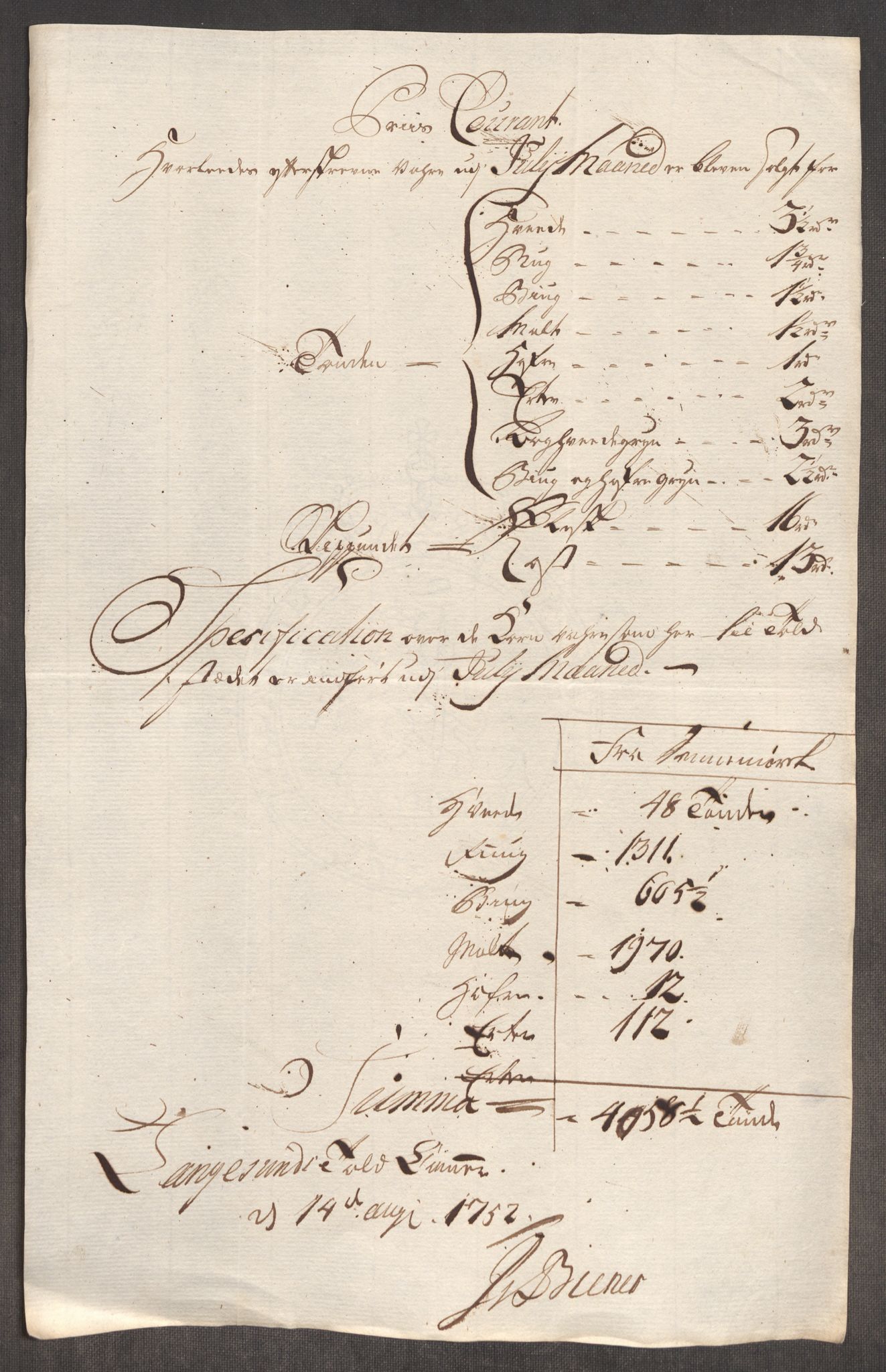 Rentekammeret inntil 1814, Realistisk ordnet avdeling, AV/RA-EA-4070/Oe/L0004: [Ø1]: Priskuranter, 1749-1752, p. 932