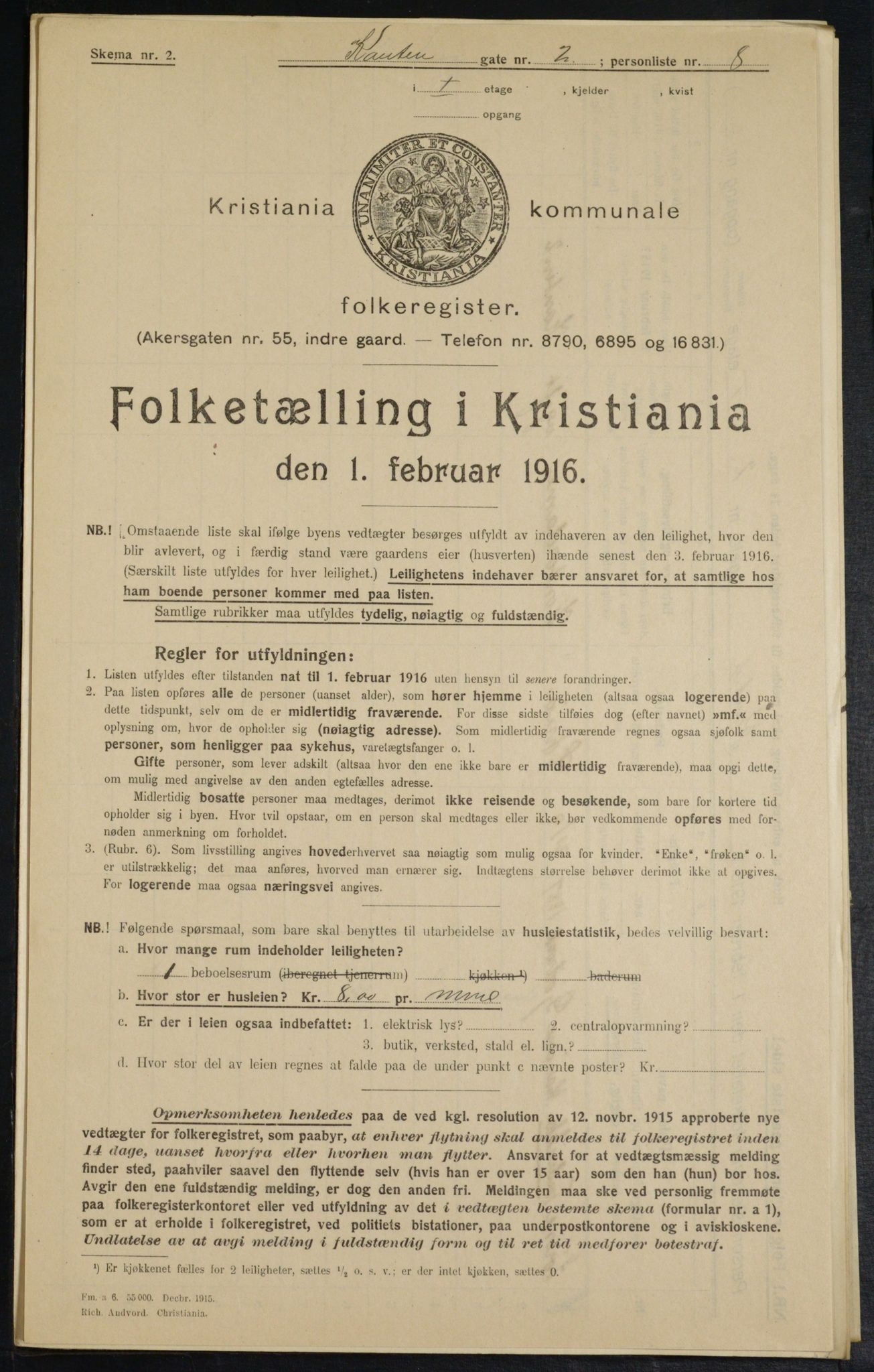 OBA, Municipal Census 1916 for Kristiania, 1916, p. 49195