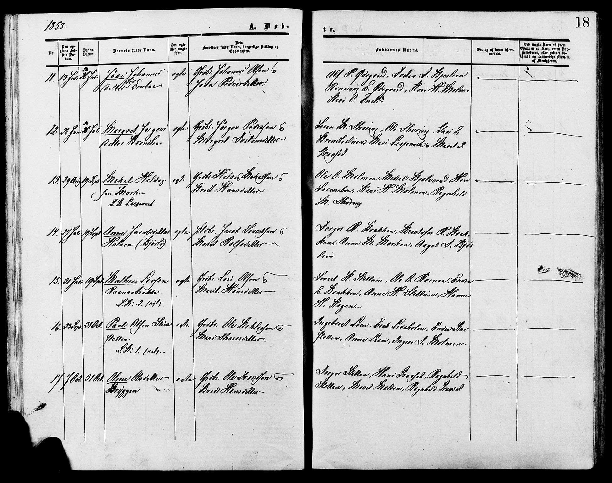 Lesja prestekontor, SAH/PREST-068/H/Ha/Haa/L0009: Parish register (official) no. 9, 1854-1889, p. 18