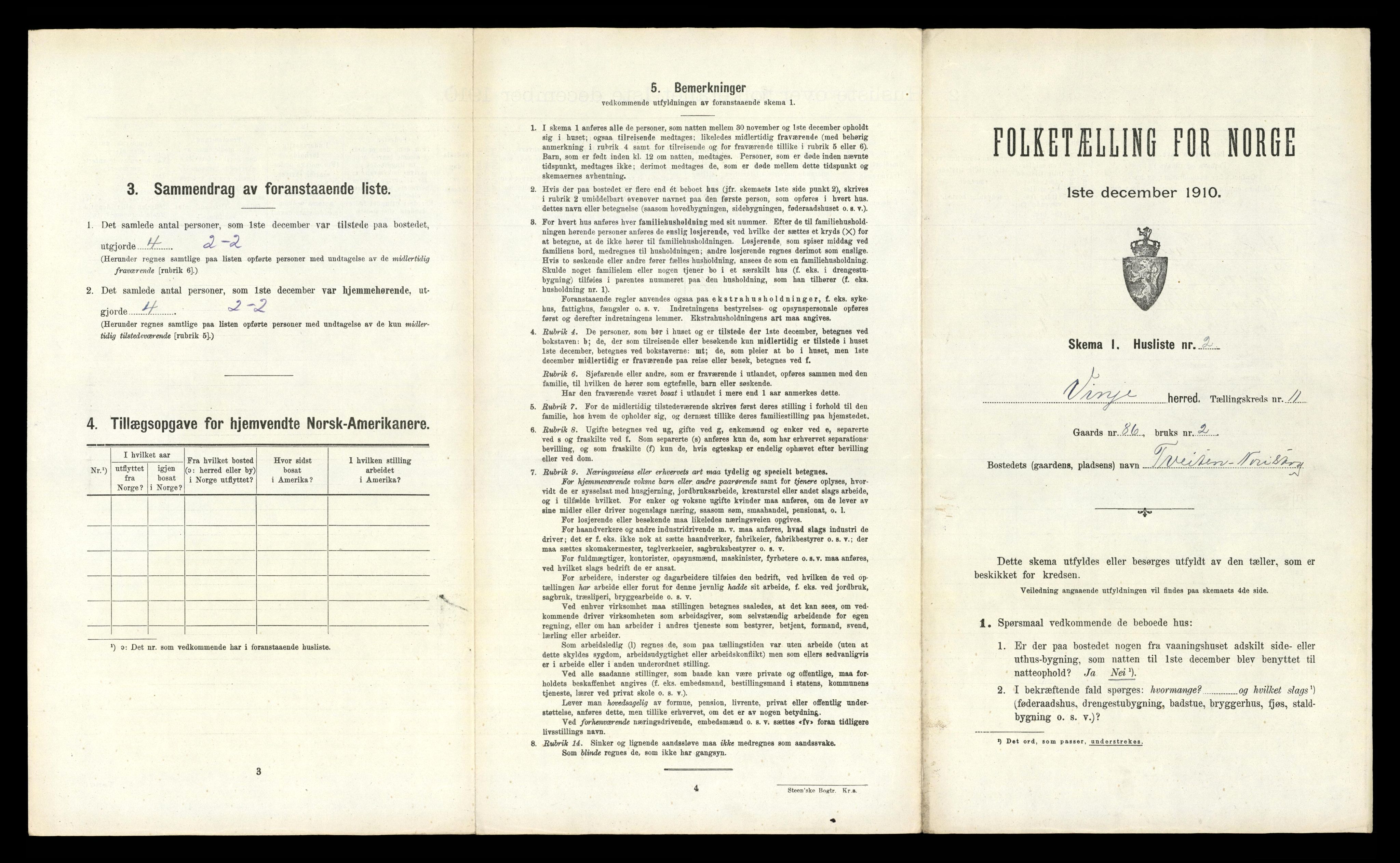 RA, 1910 census for Vinje, 1910, p. 520