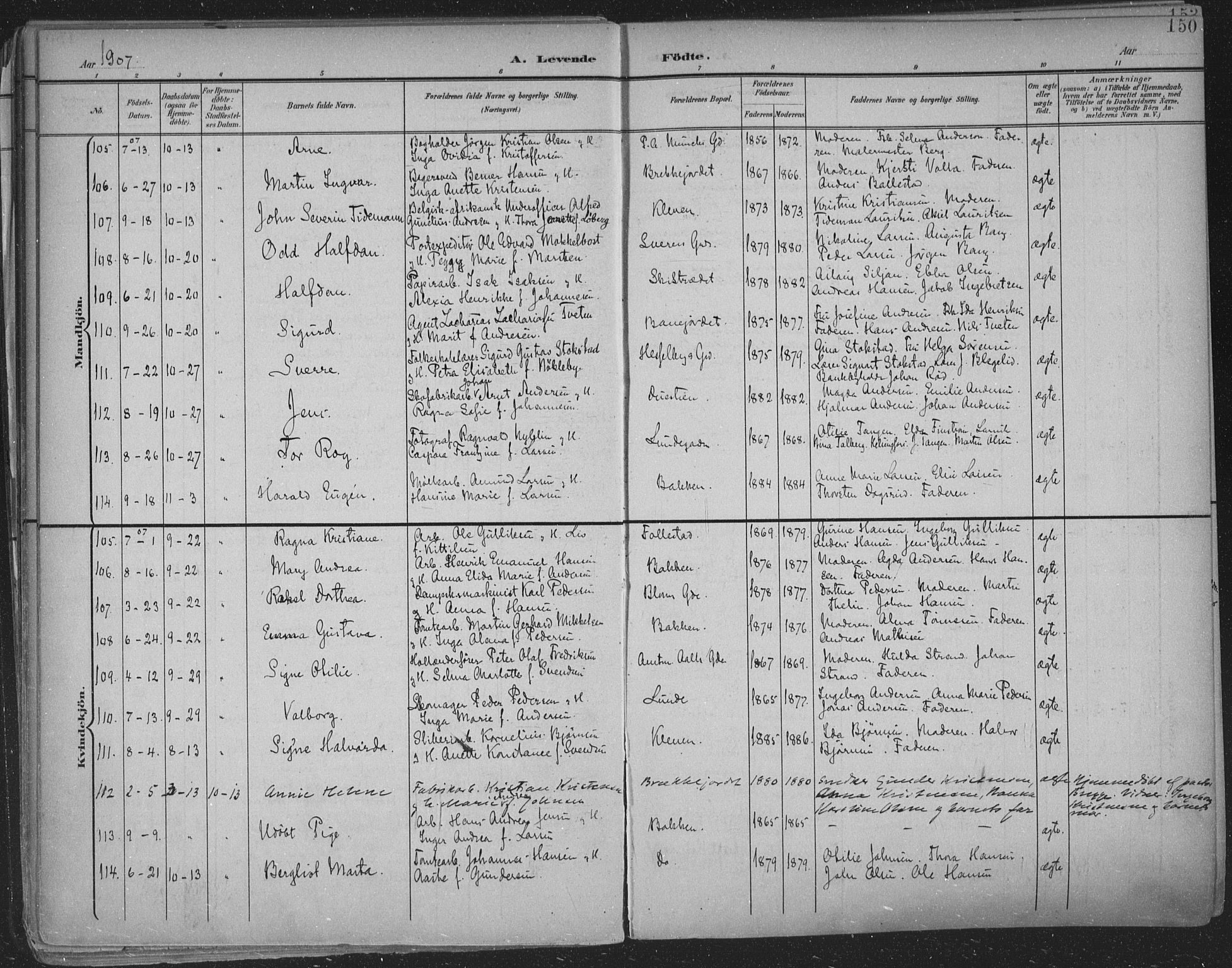 Skien kirkebøker, AV/SAKO-A-302/F/Fa/L0011: Parish register (official) no. 11, 1900-1907, p. 150