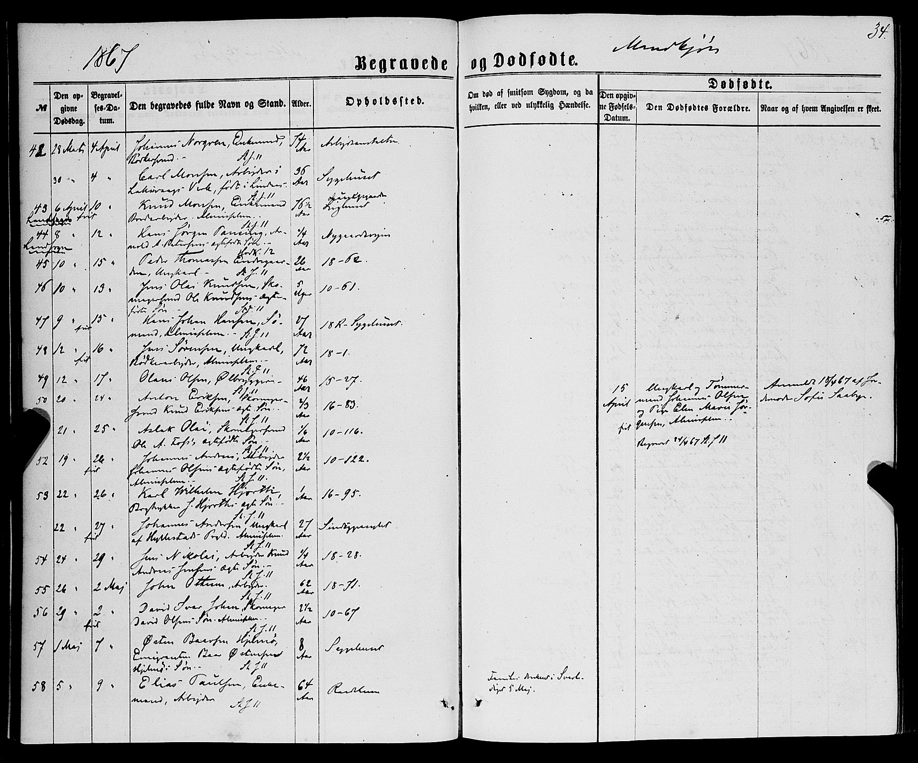 Domkirken sokneprestembete, AV/SAB-A-74801/H/Haa/L0042: Parish register (official) no. E 3, 1863-1876, p. 34
