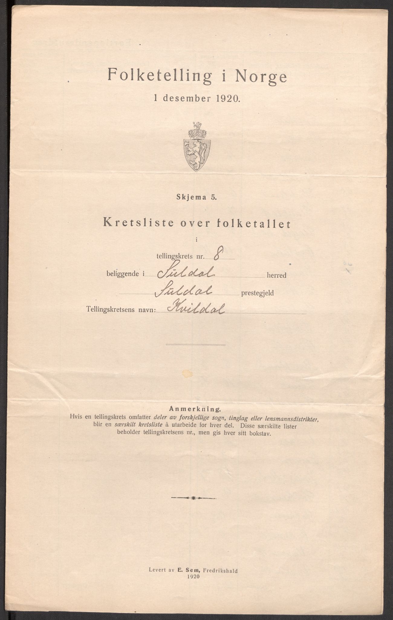 SAST, 1920 census for Suldal, 1920, p. 28