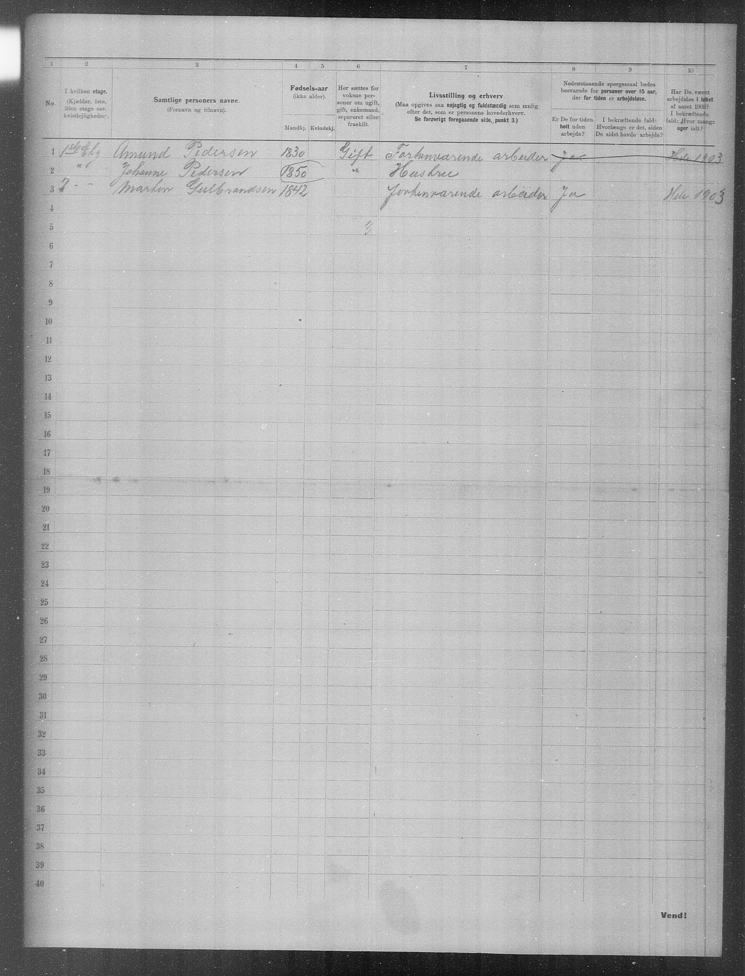 OBA, Municipal Census 1903 for Kristiania, 1903, p. 405