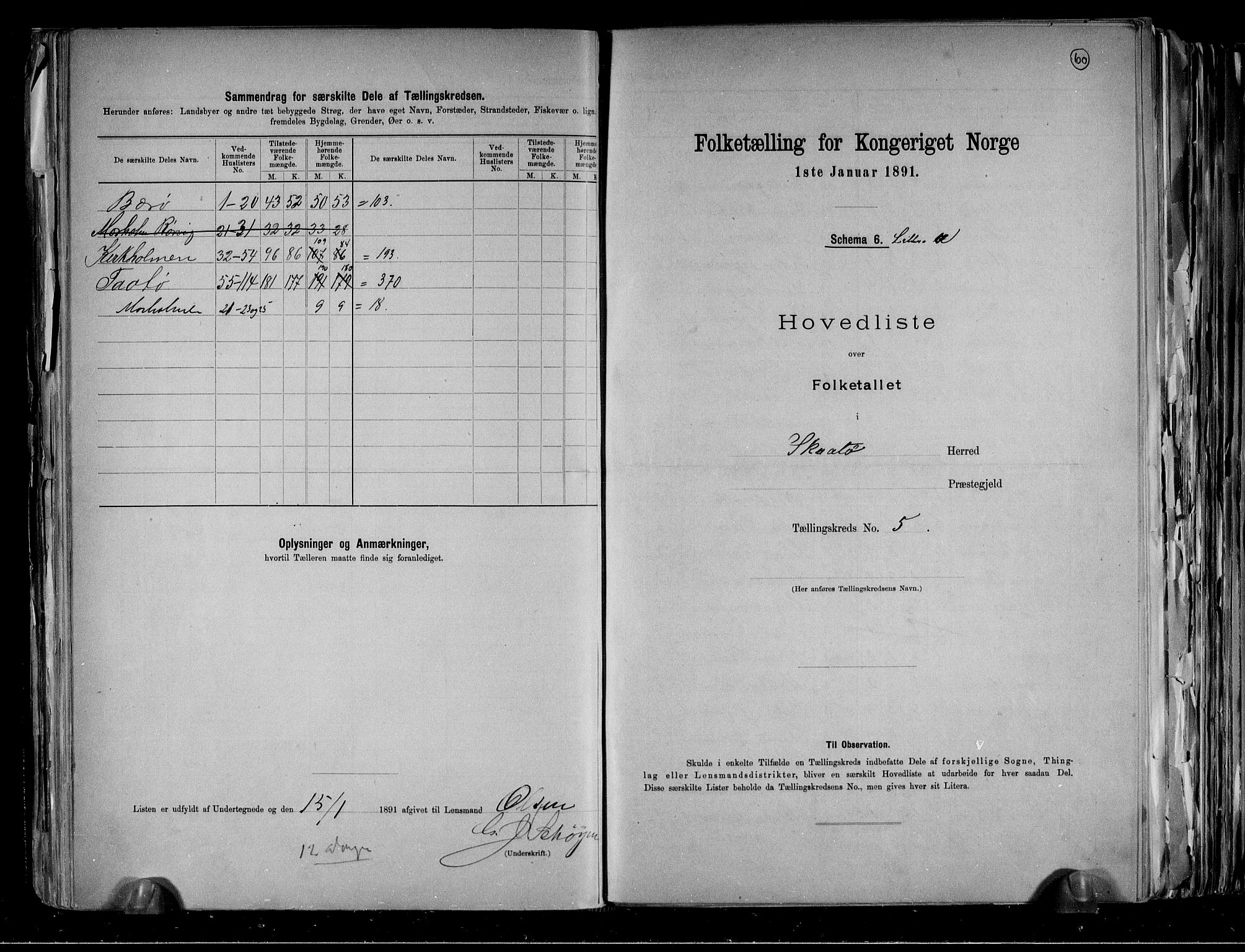 RA, 1891 census for 0815 Skåtøy, 1891, p. 14
