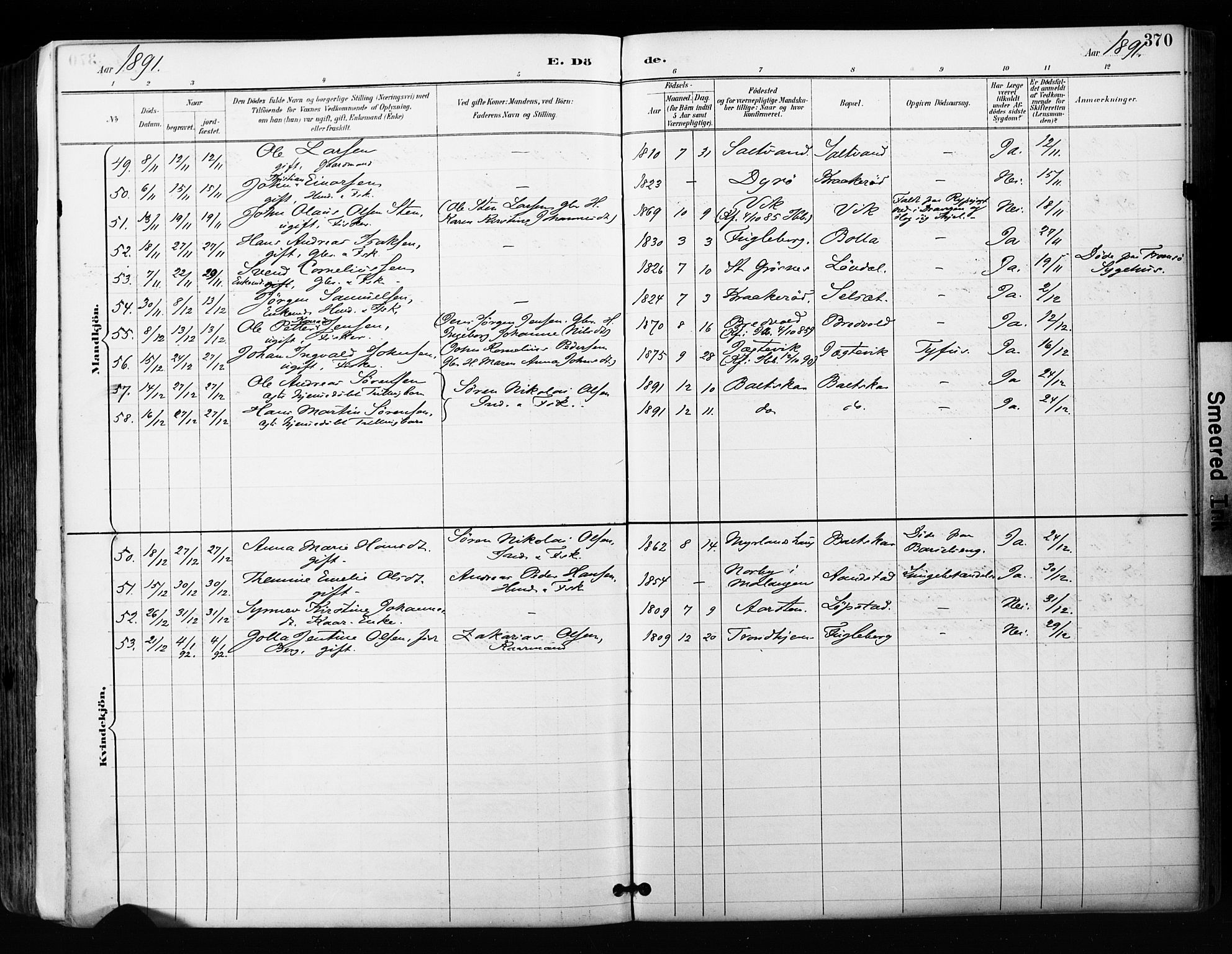 Ibestad sokneprestembete, SATØ/S-0077/H/Ha/Haa/L0012kirke: Parish register (official) no. 12, 1890-1900, p. 370