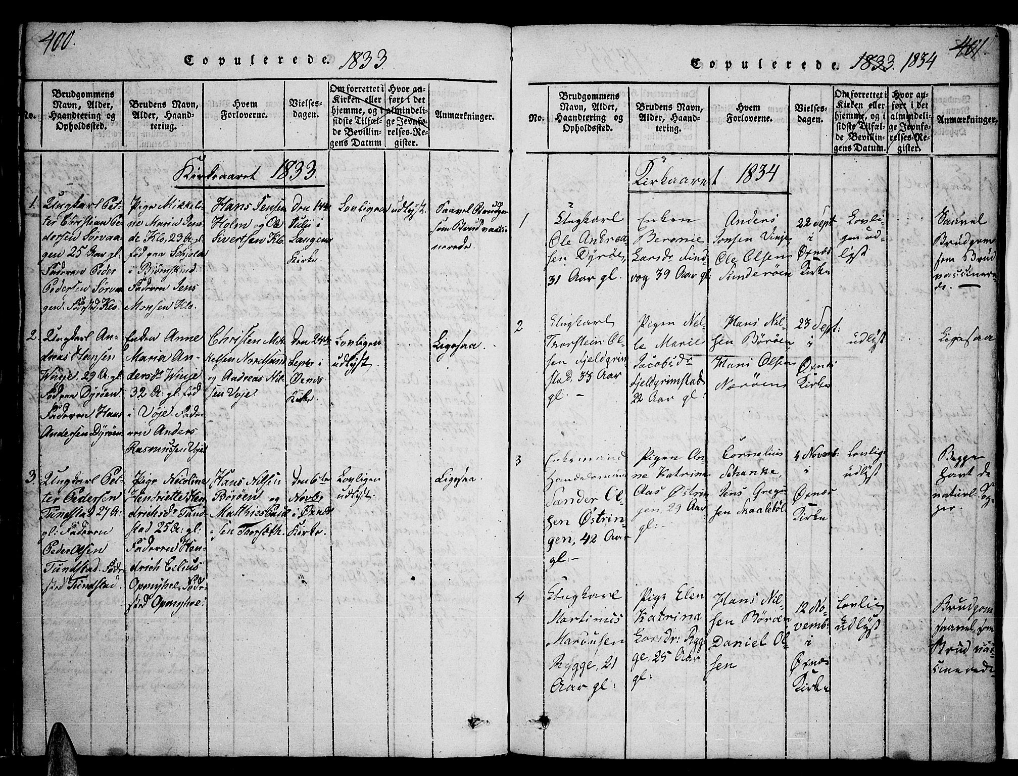 Ministerialprotokoller, klokkerbøker og fødselsregistre - Nordland, AV/SAT-A-1459/893/L1331: Parish register (official) no. 893A04, 1820-1840, p. 400-401