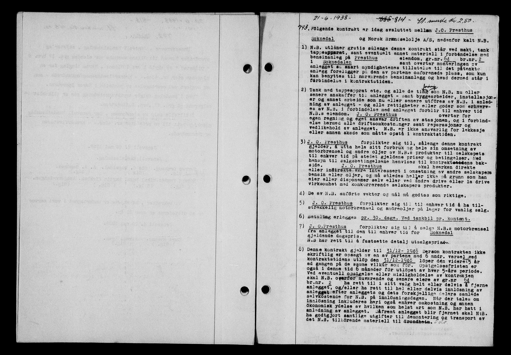 Gauldal sorenskriveri, SAT/A-0014/1/2/2C/L0048: Mortgage book no. 51-52, 1937-1938, p. 814, Diary no: : 793/1938