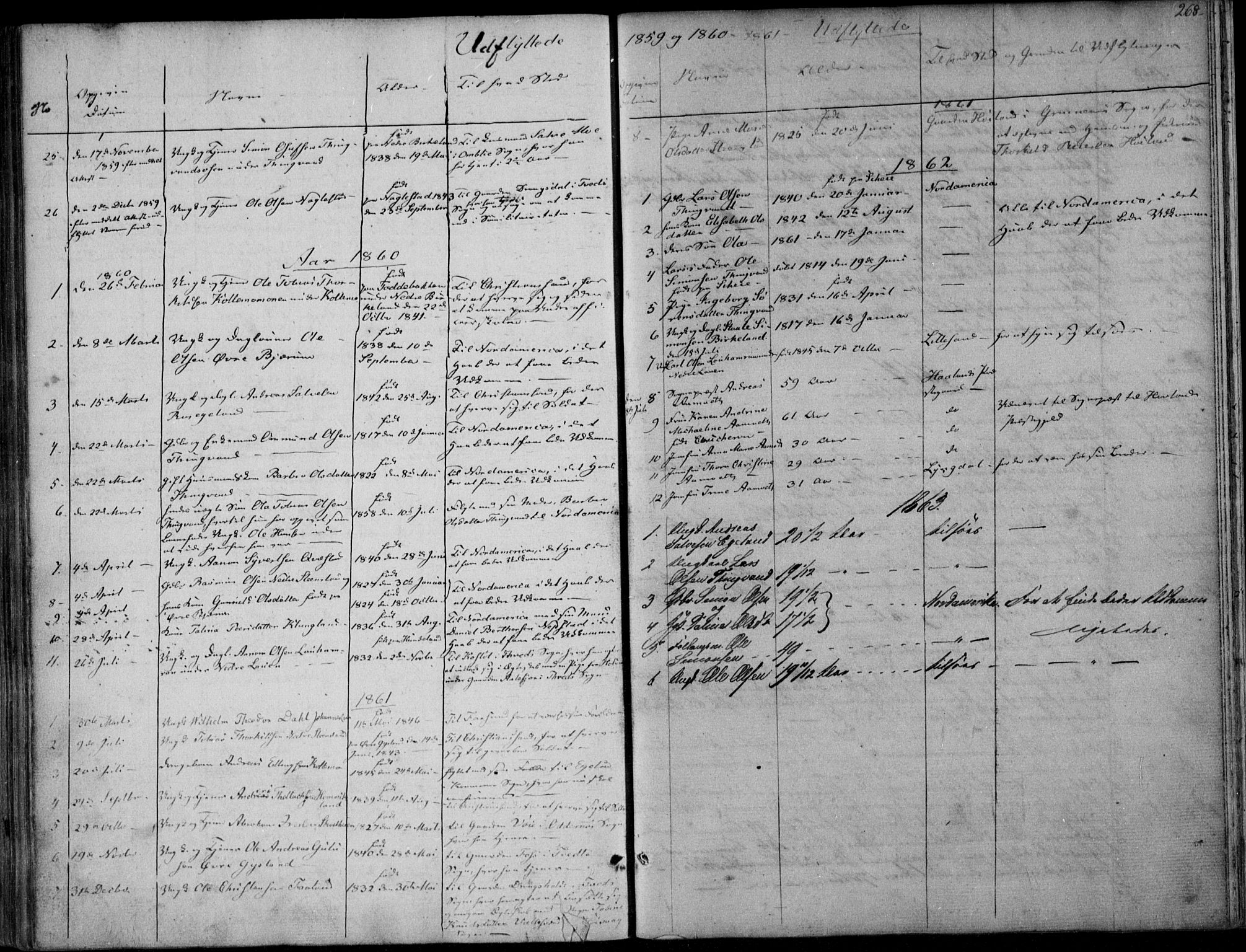 Hægebostad sokneprestkontor, AV/SAK-1111-0024/F/Fa/Faa/L0004: Parish register (official) no. A 4, 1834-1864, p. 268