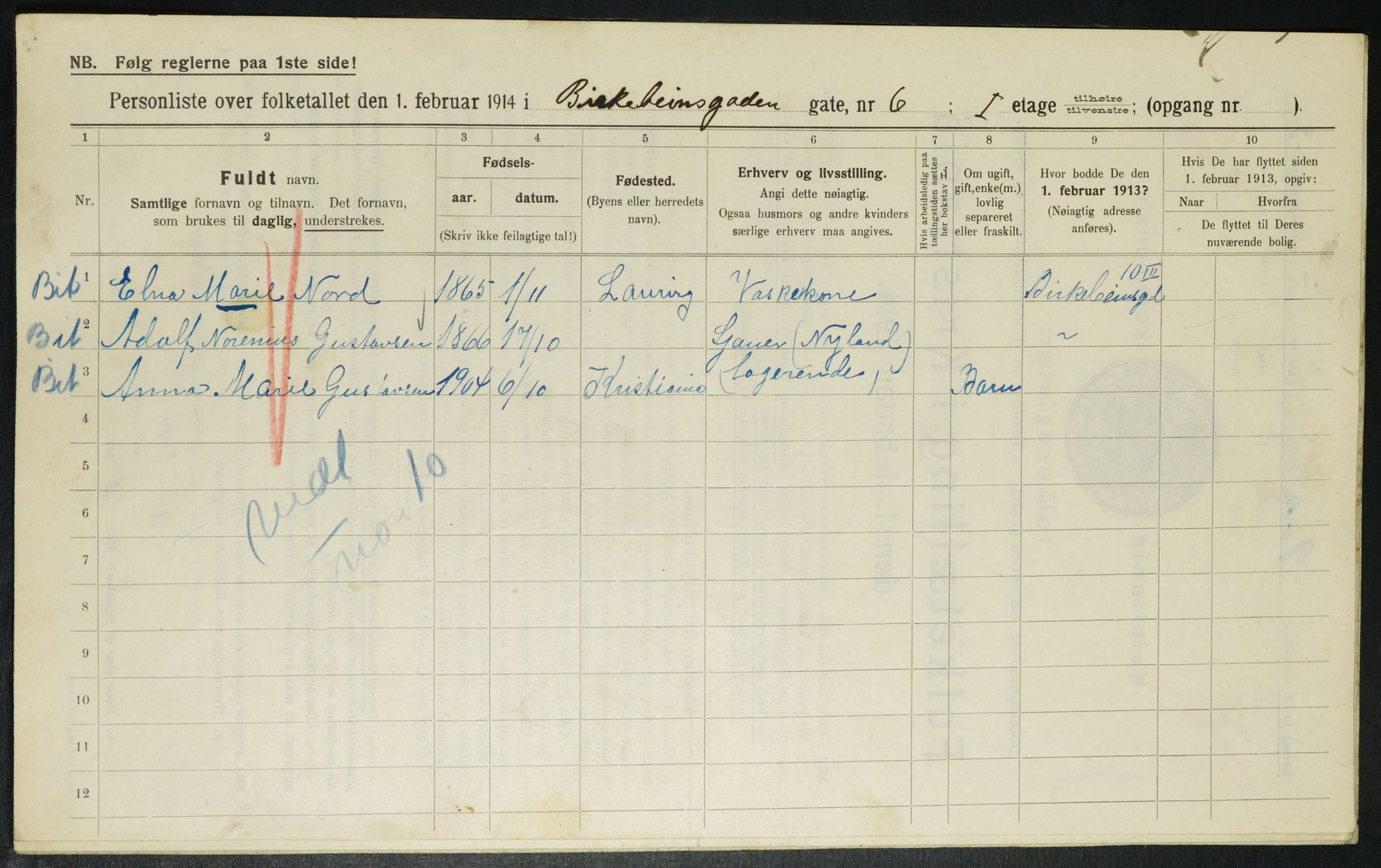 OBA, Municipal Census 1914 for Kristiania, 1914, p. 4952