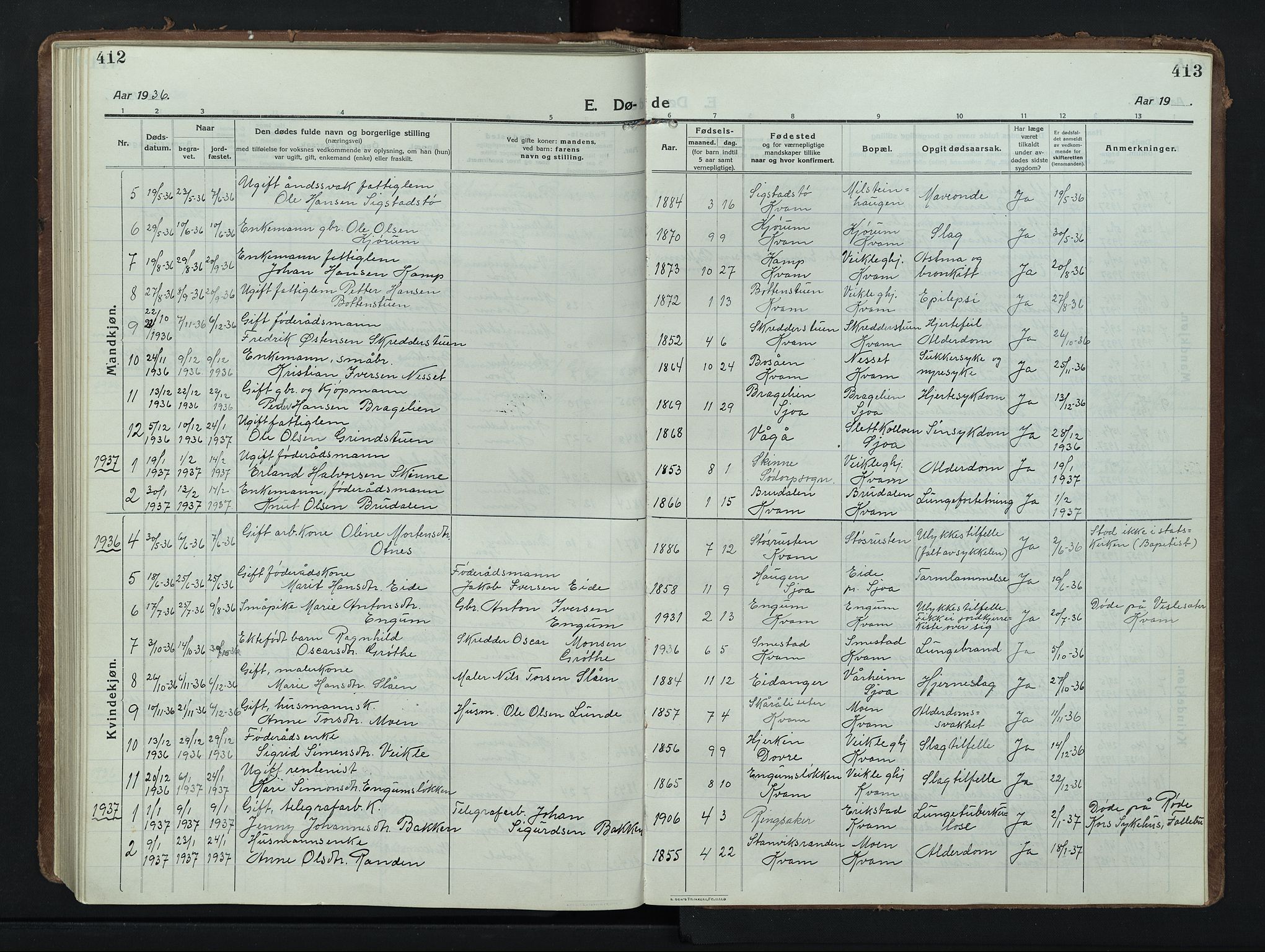 Nord-Fron prestekontor, SAH/PREST-080/H/Ha/Hab/L0008: Parish register (copy) no. 8, 1915-1948, p. 412-413