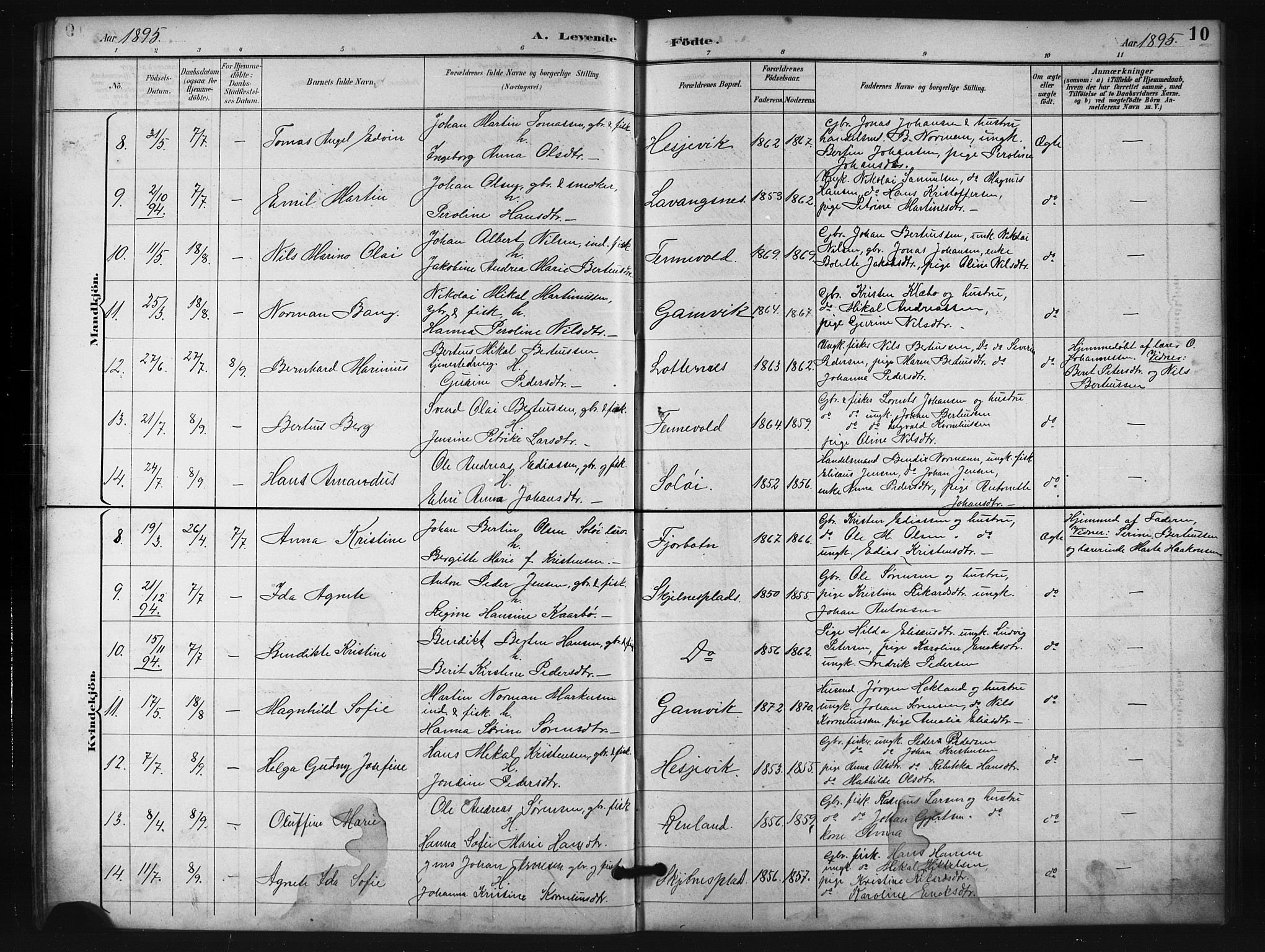 Salangen sokneprestembete, SATØ/S-1324/H/Ha/L0001klokker: Parish register (copy) no. 1, 1893-1910, p. 10