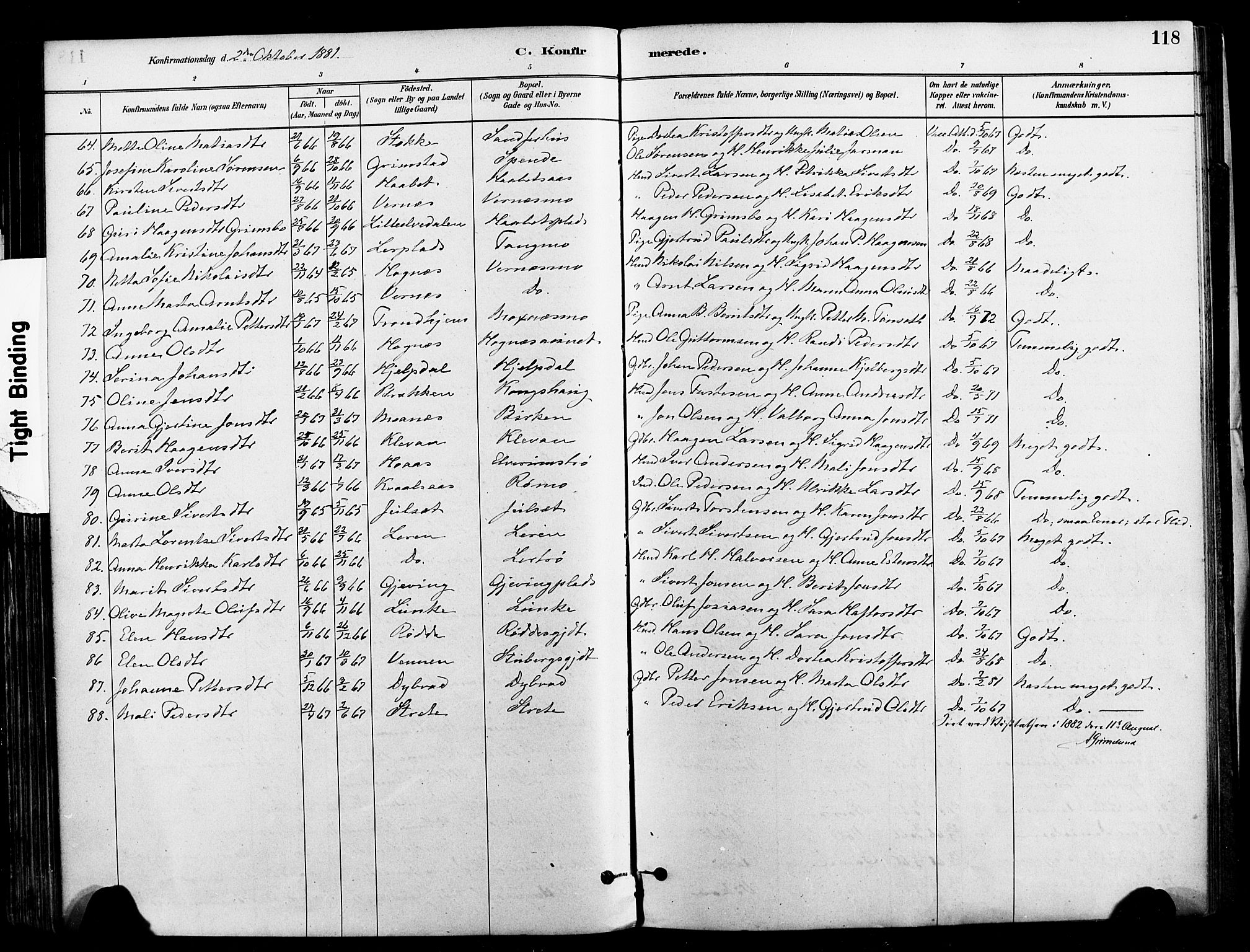 Ministerialprotokoller, klokkerbøker og fødselsregistre - Nord-Trøndelag, SAT/A-1458/709/L0077: Parish register (official) no. 709A17, 1880-1895, p. 118