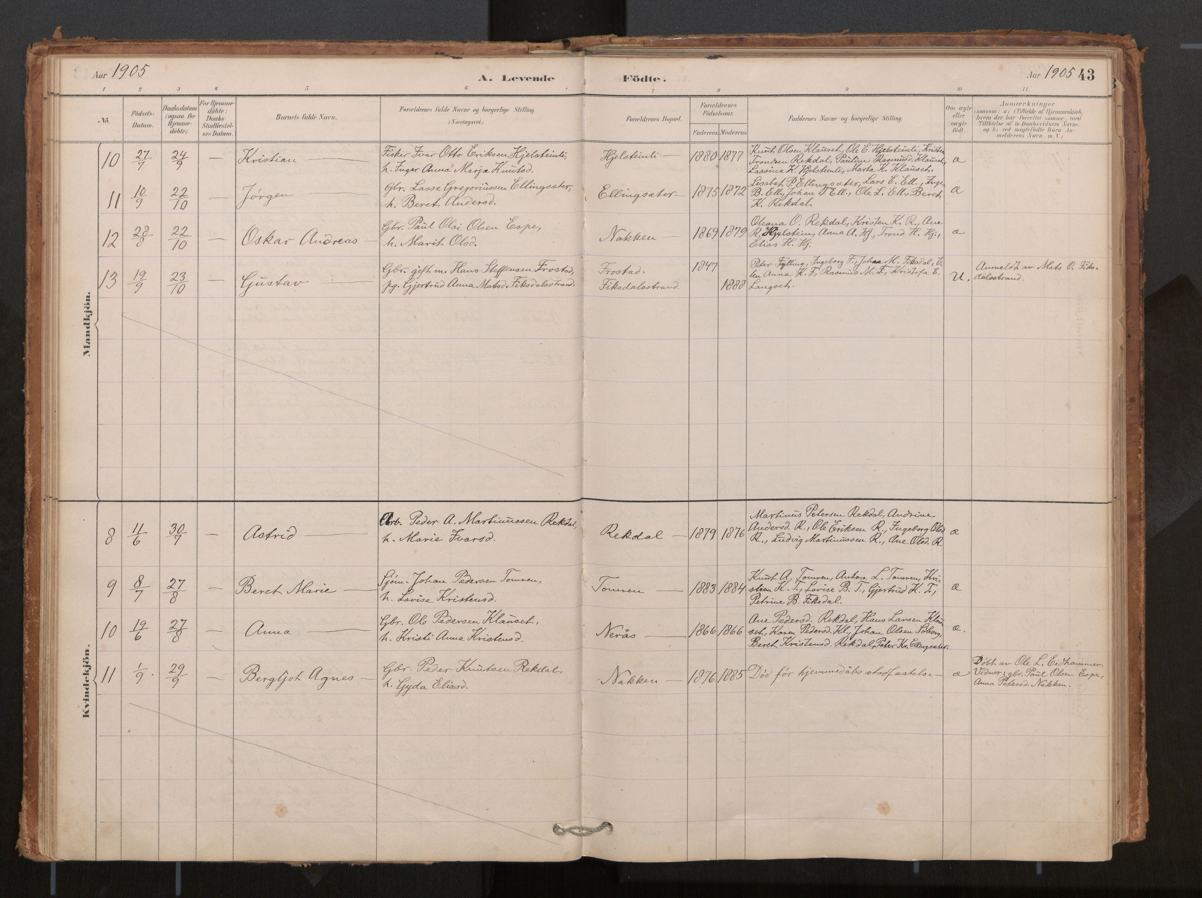 Ministerialprotokoller, klokkerbøker og fødselsregistre - Møre og Romsdal, AV/SAT-A-1454/540/L0540a: Parish register (official) no. 540A02, 1884-1908, p. 43