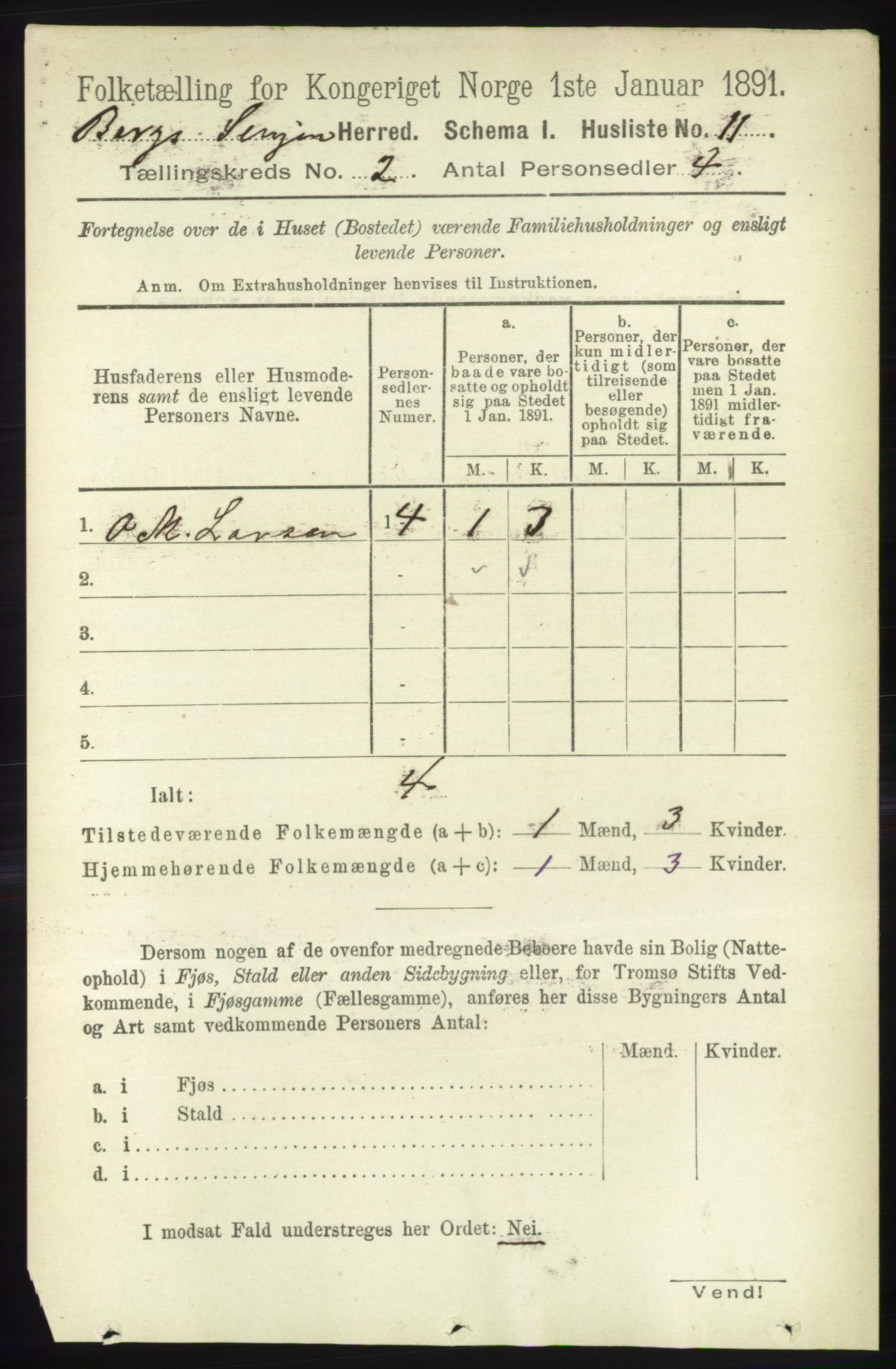 RA, 1891 census for 1929 Berg, 1891, p. 587