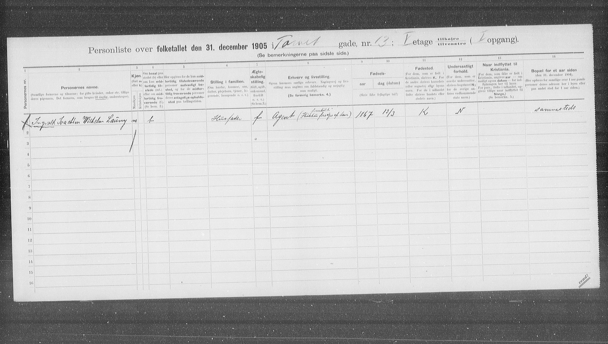 OBA, Municipal Census 1905 for Kristiania, 1905, p. 59839