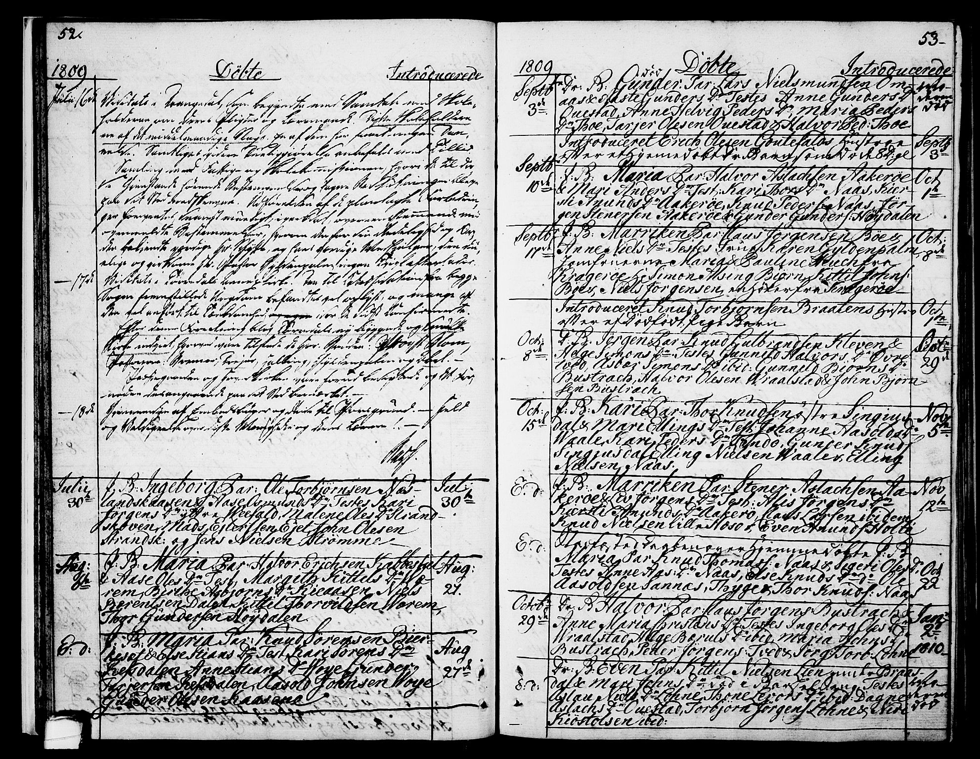 Drangedal kirkebøker, AV/SAKO-A-258/F/Fa/L0004: Parish register (official) no. 4, 1802-1814, p. 52-53