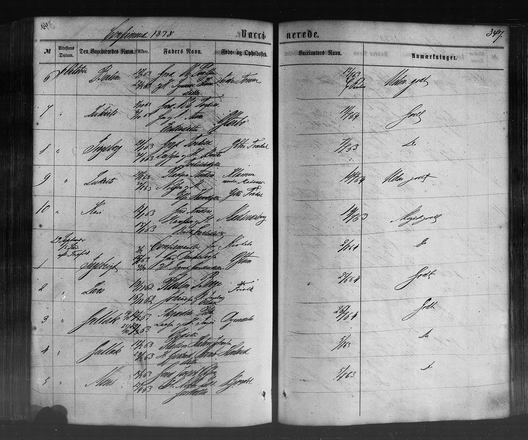 Lavik sokneprestembete, SAB/A-80901: Parish register (official) no. A 4, 1864-1881, p. 347