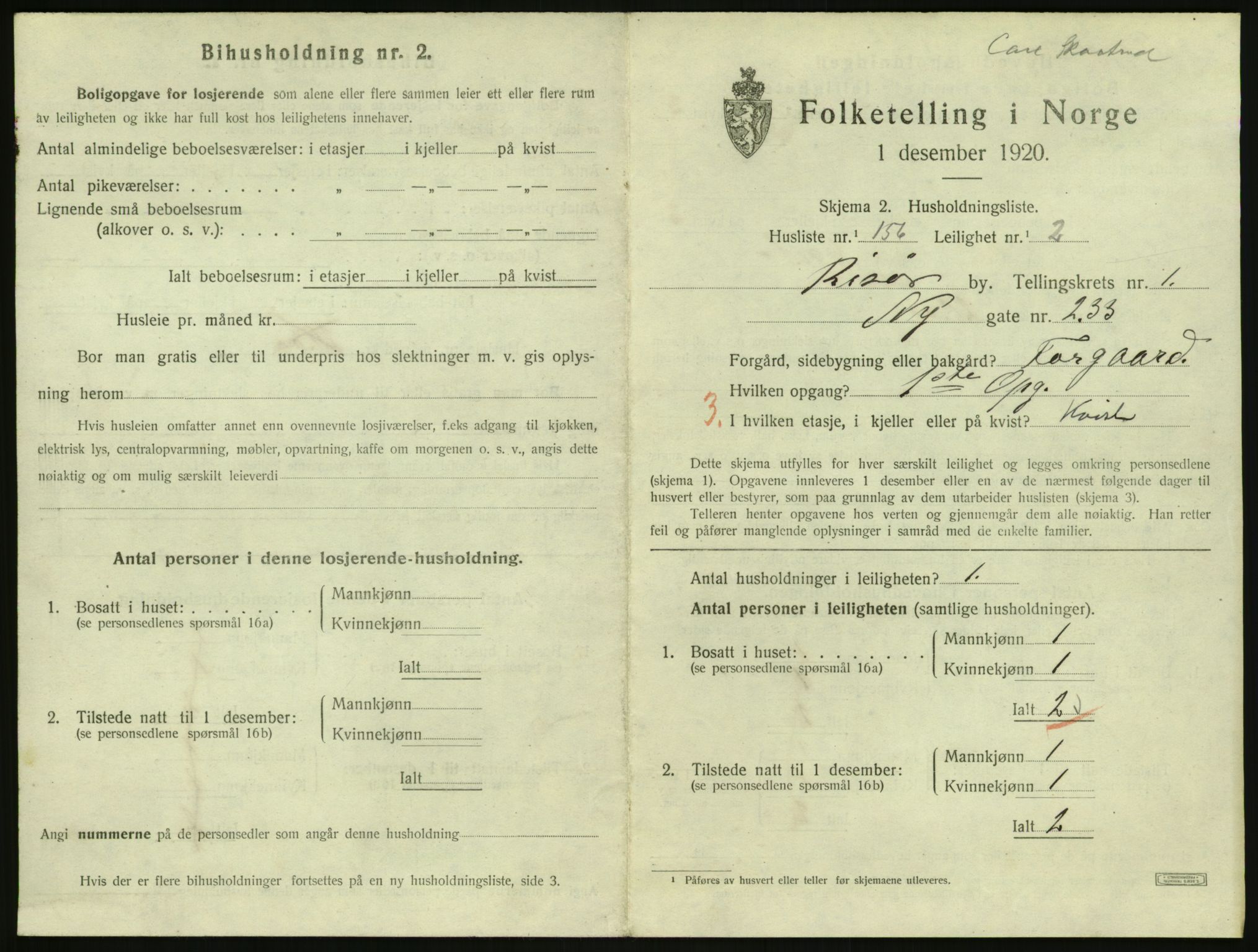 SAK, 1920 census for Risør, 1920, p. 1729