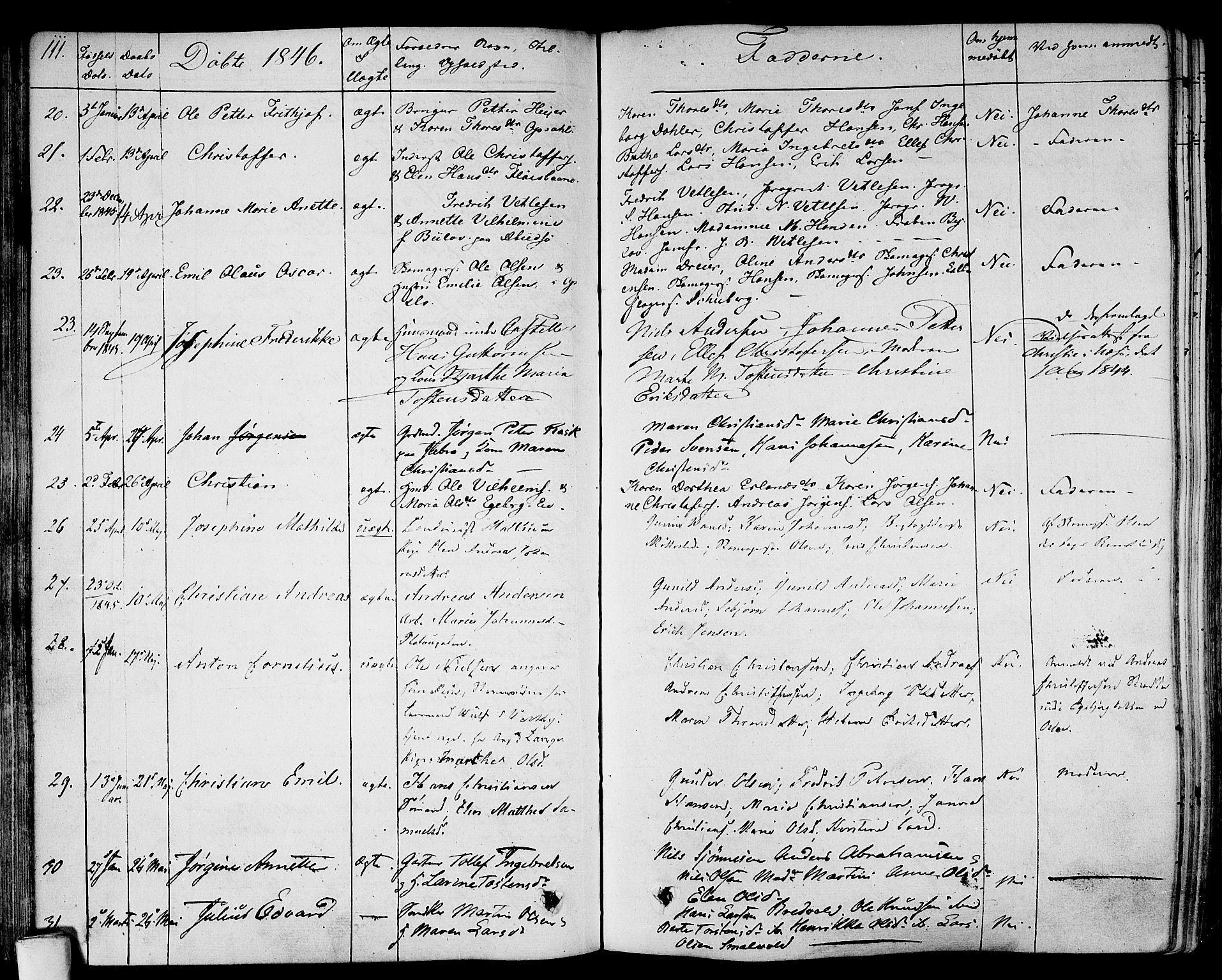 Gamlebyen prestekontor Kirkebøker, SAO/A-10884/F/Fa/L0003: Parish register (official) no. 3, 1829-1849, p. 111