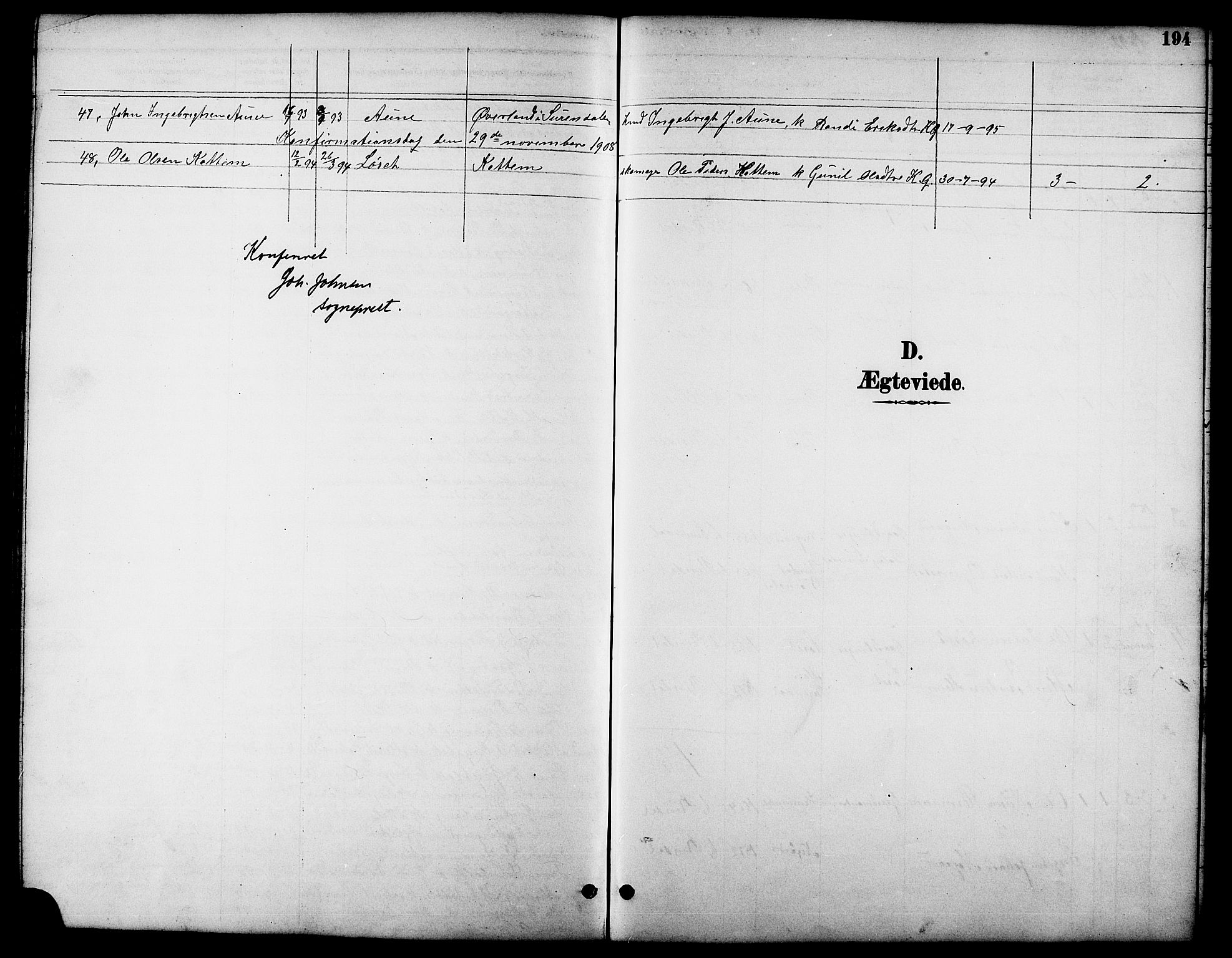 Ministerialprotokoller, klokkerbøker og fødselsregistre - Møre og Romsdal, SAT/A-1454/598/L1078: Parish register (copy) no. 598C03, 1892-1909, p. 194