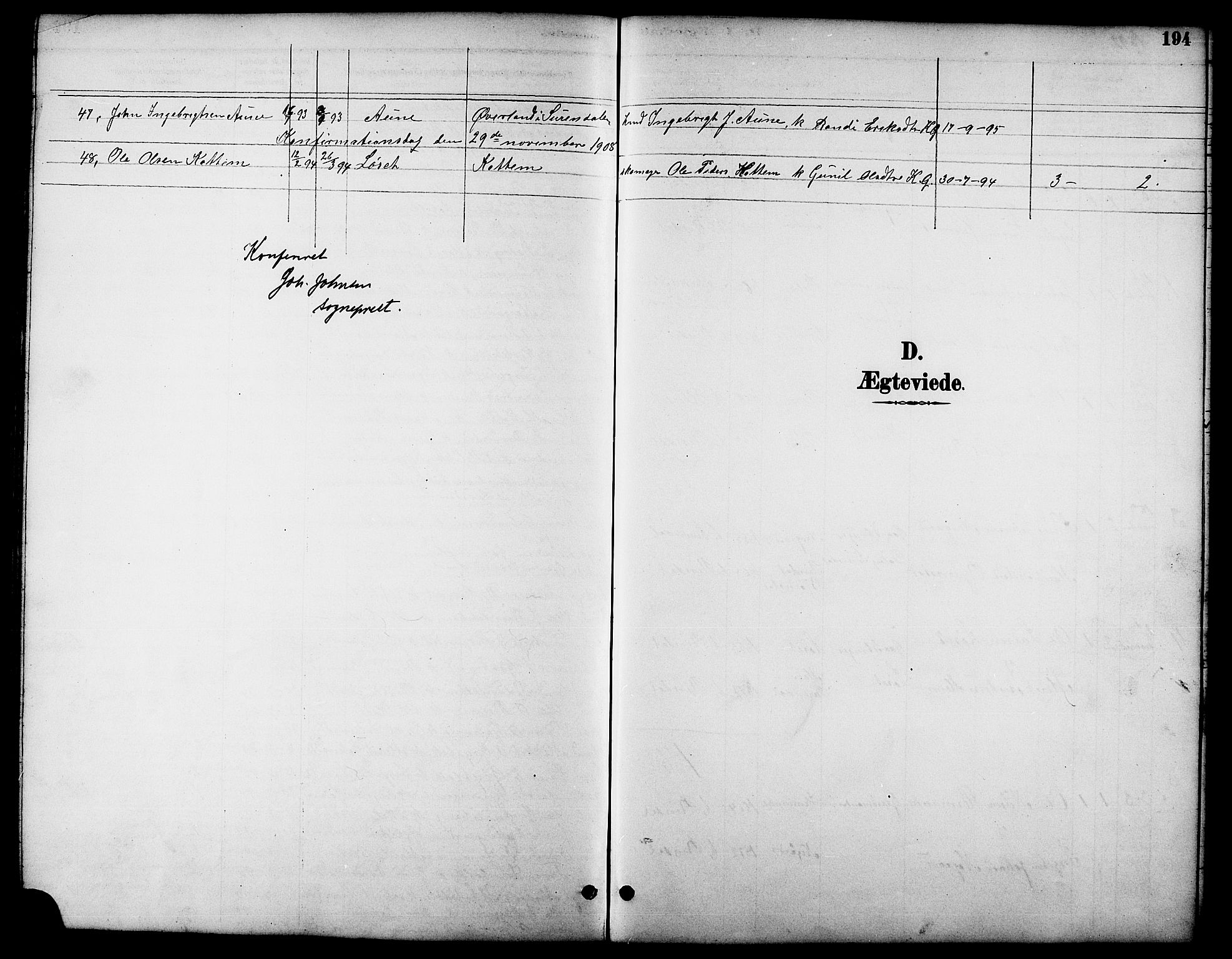 Ministerialprotokoller, klokkerbøker og fødselsregistre - Møre og Romsdal, AV/SAT-A-1454/598/L1078: Parish register (copy) no. 598C03, 1892-1909, p. 194