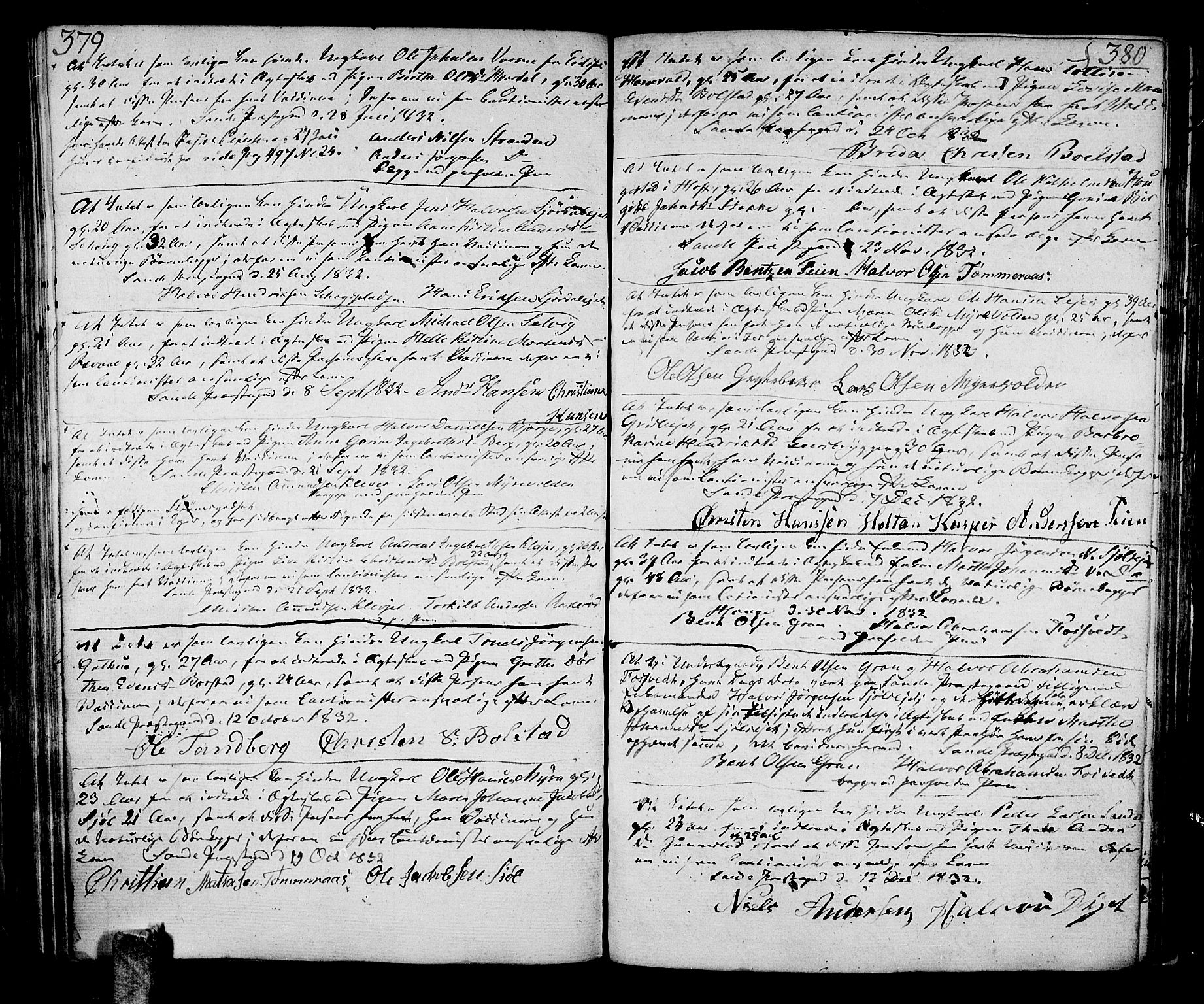 Sande Kirkebøker, AV/SAKO-A-53/F/Fa/L0002: Parish register (official) no. 2, 1804-1814, p. 379-380