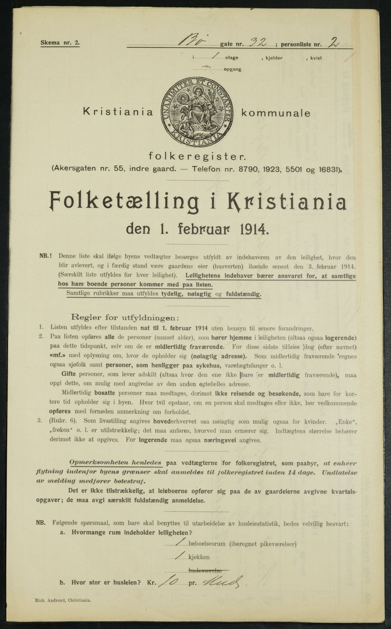 OBA, Municipal Census 1914 for Kristiania, 1914, p. 11513