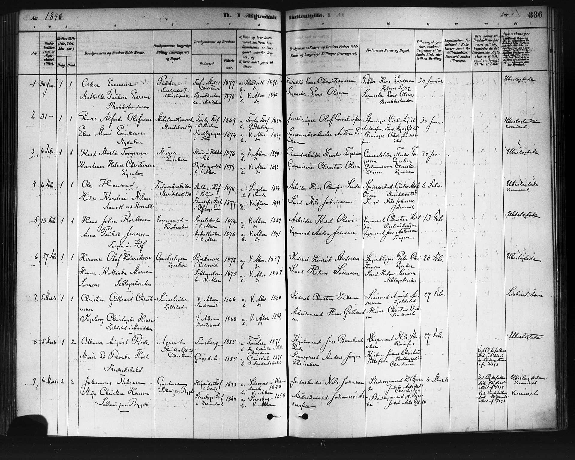 Vestre Aker prestekontor Kirkebøker, SAO/A-10025/F/Fa/L0008: Parish register (official) no. 8, 1878-1903, p. 336