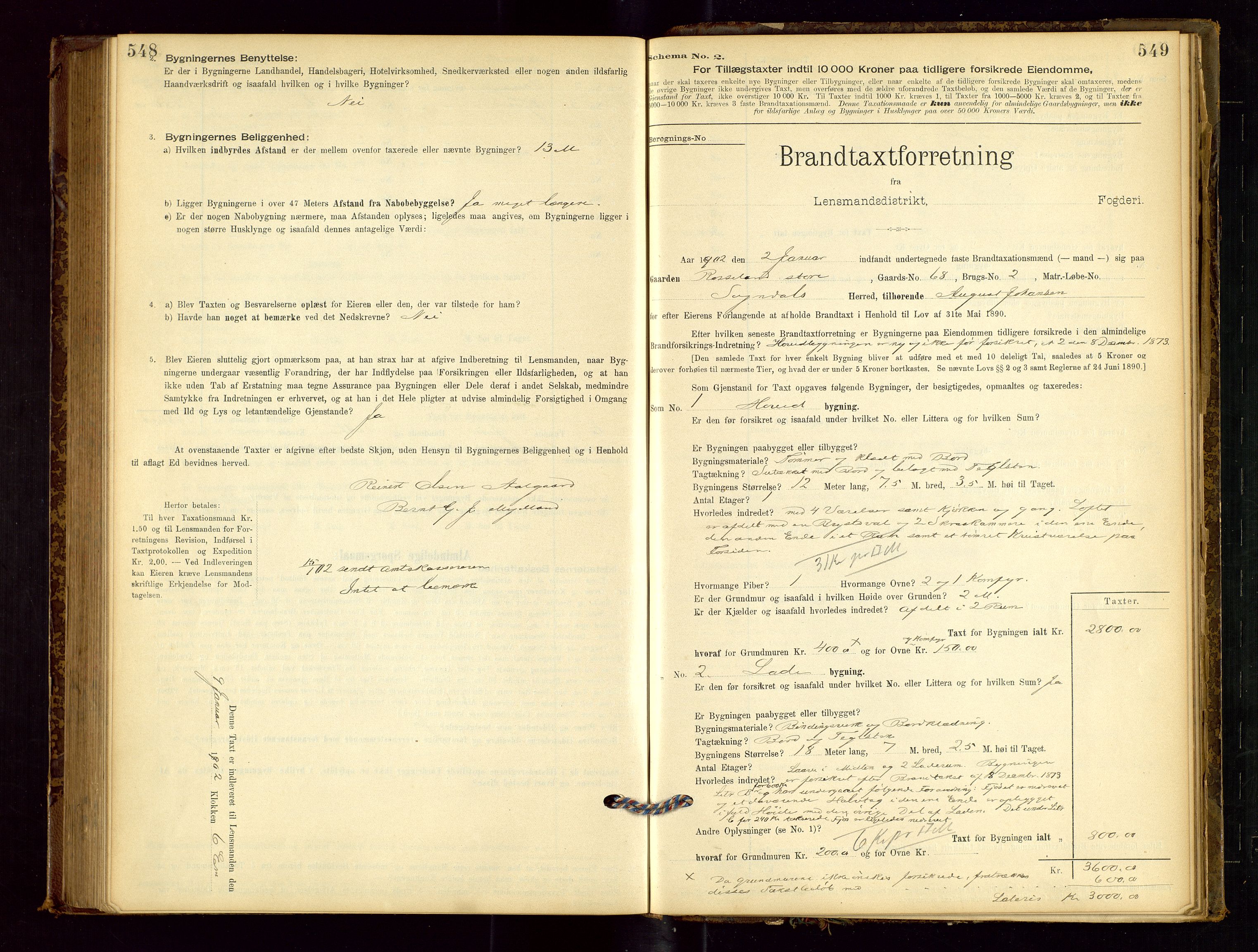 Sokndal lensmannskontor, AV/SAST-A-100417/Gob/L0001: "Brandtaxt-Protokol", 1895-1902, p. 548-549