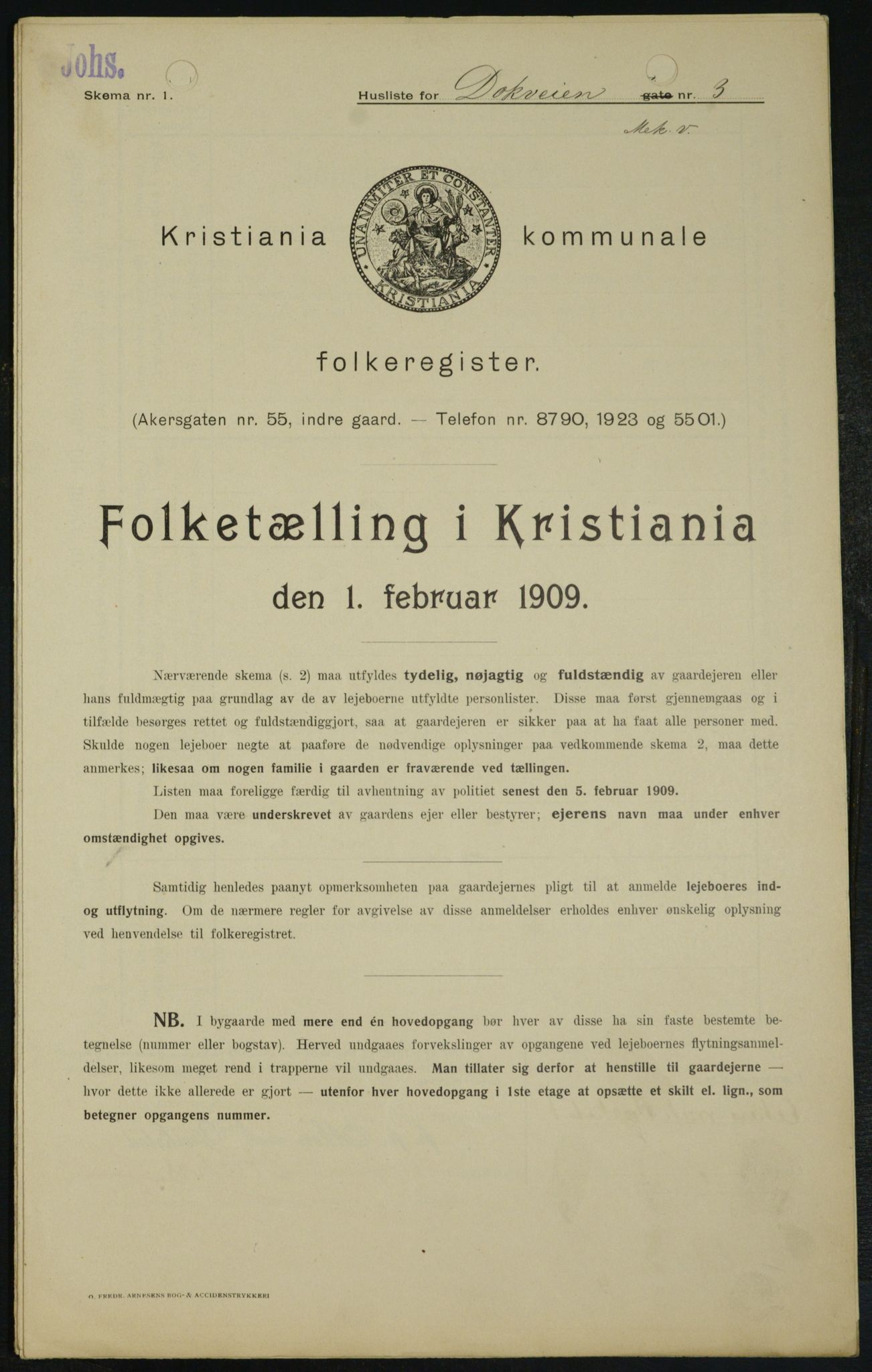 OBA, Municipal Census 1909 for Kristiania, 1909, p. 14467