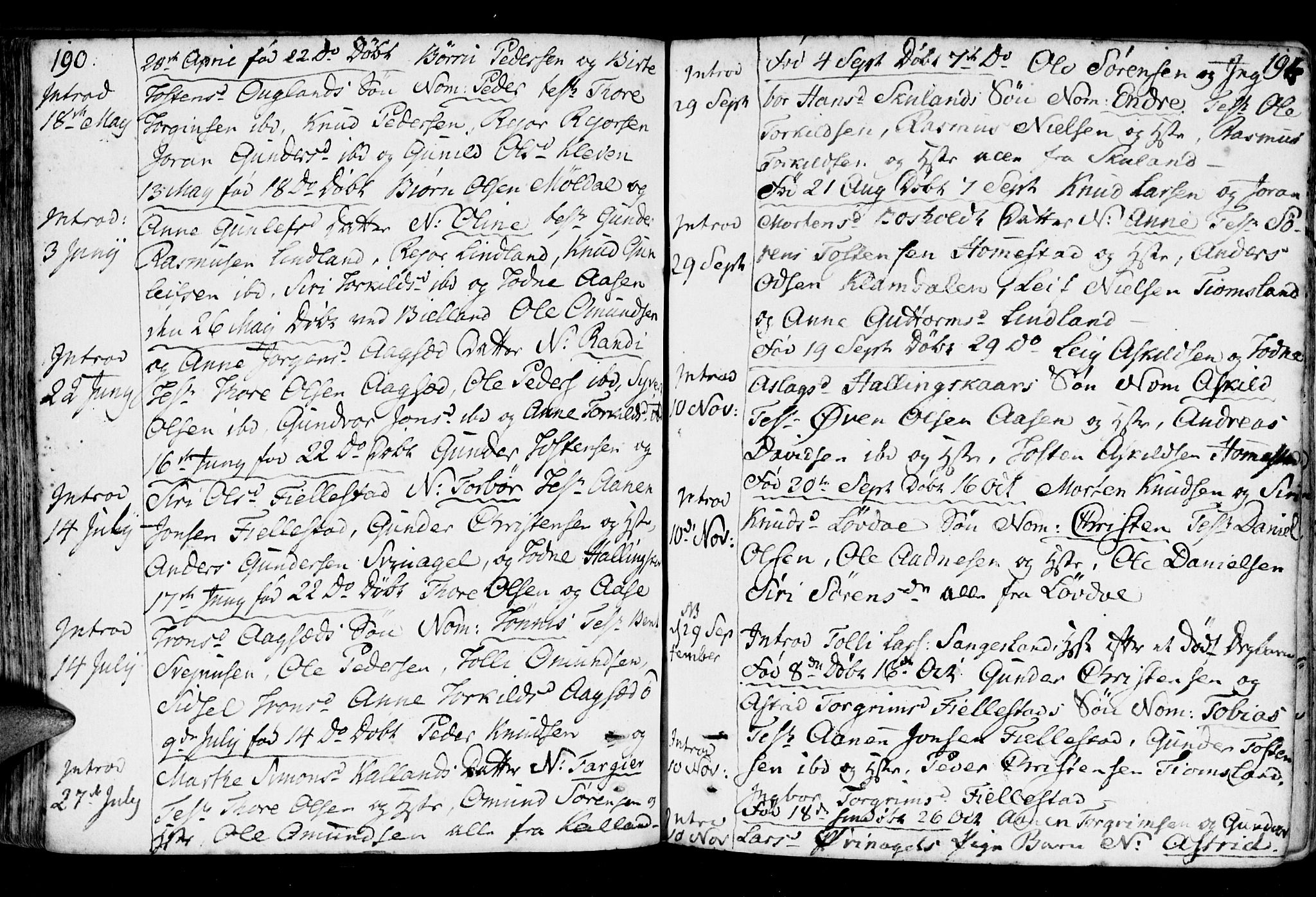 Holum sokneprestkontor, SAK/1111-0022/F/Fa/Fab/L0004: Parish register (official) no. A 4, 1774-1847, p. 190-191