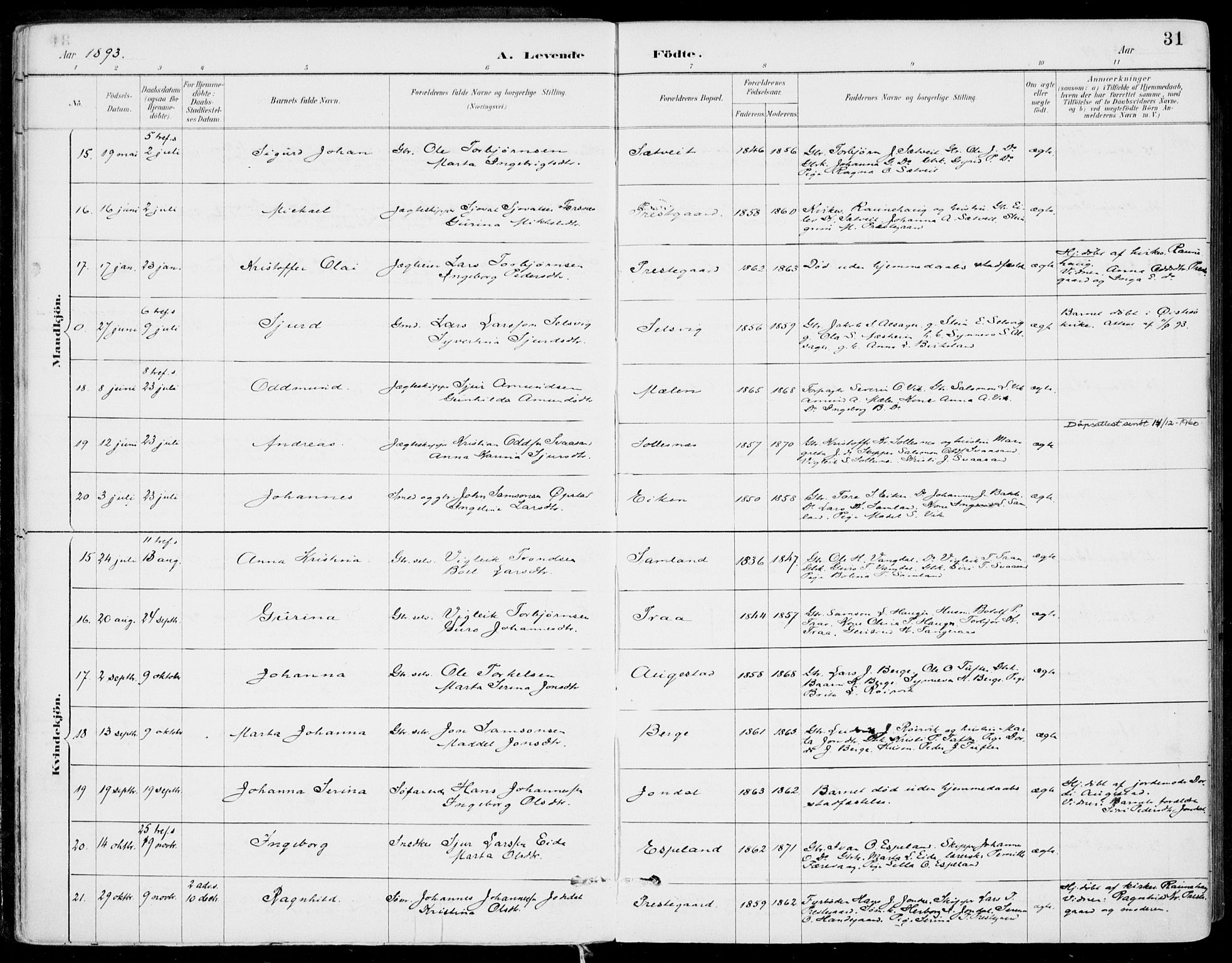 Strandebarm sokneprestembete, SAB/A-78401/H/Haa: Parish register (official) no. E  1, 1886-1908, p. 31