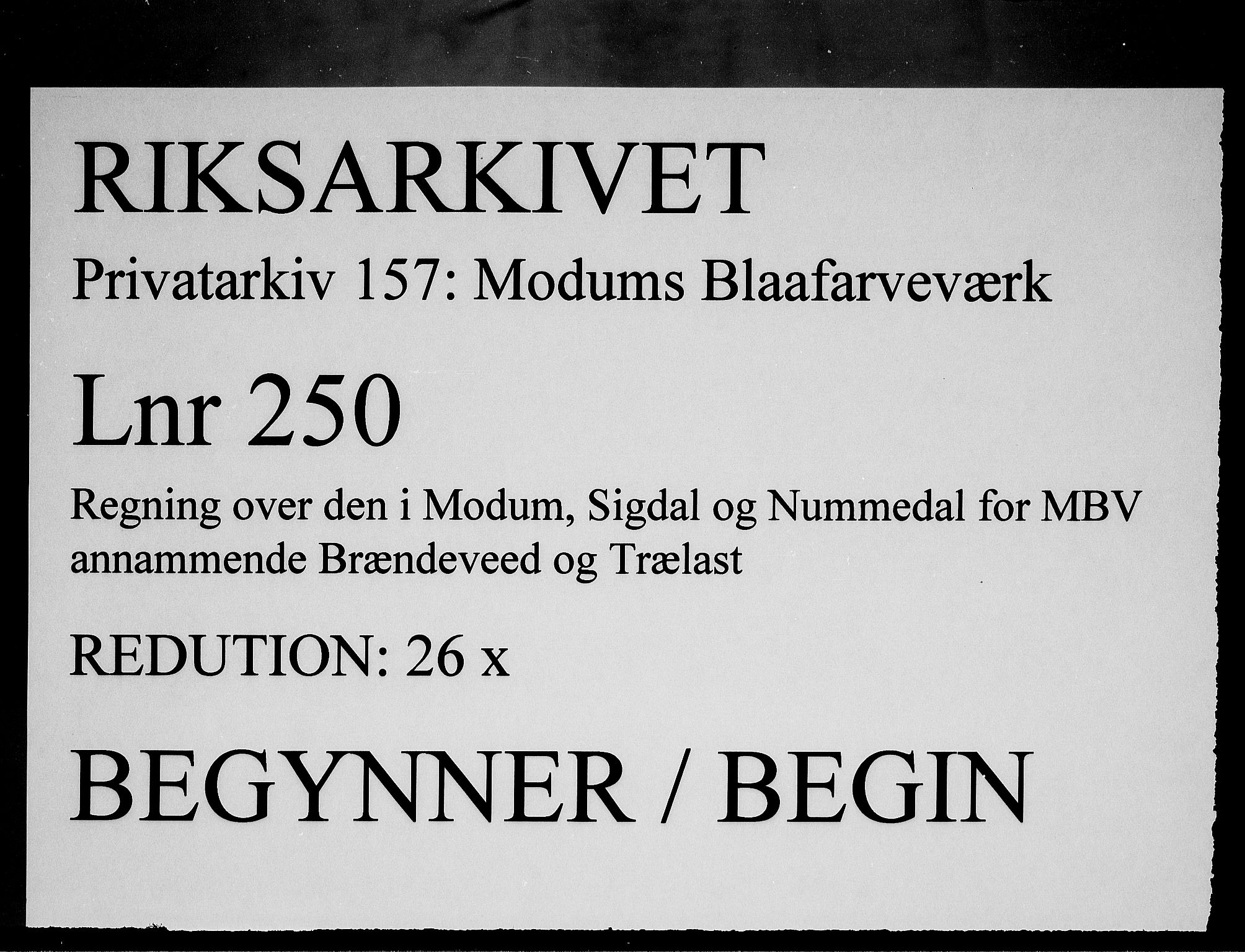 Modums Blaafarveværk, RA/PA-0157/G/Gd/Gdd/L0250/0003: -- / Fortegnelse over den brenneved som behøves, 1822-1848, p. 1
