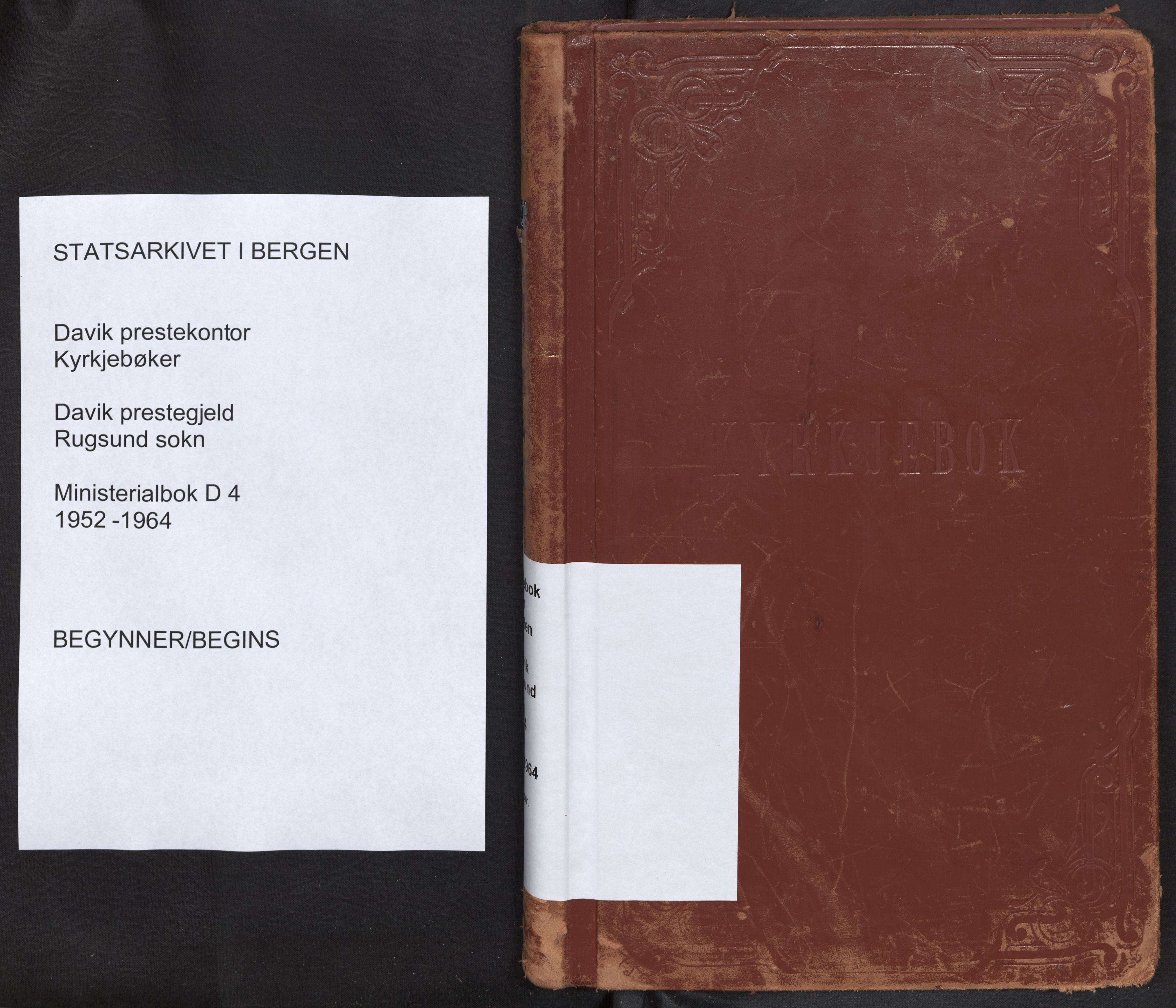 Davik sokneprestembete, SAB/A-79701/H/Haa/Haad/L0004: Parish register (official) no. D 4, 1952-1964
