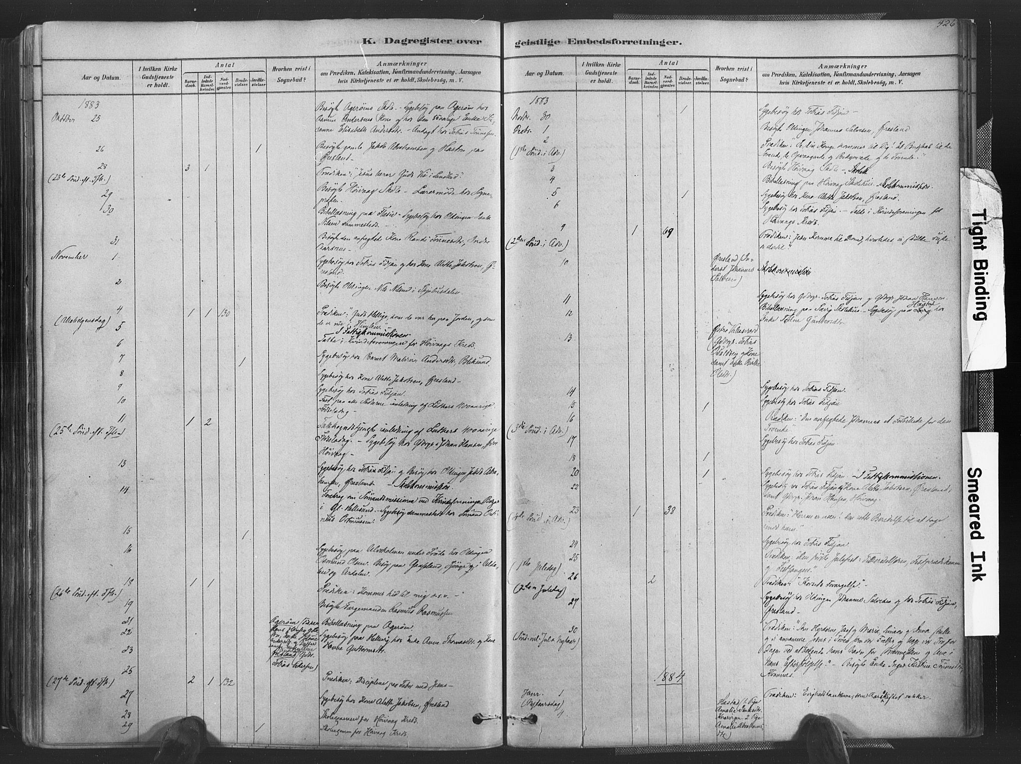 Høvåg sokneprestkontor, SAK/1111-0025/F/Fa/L0005: Parish register (official) no. A 5, 1878-1893, p. 426