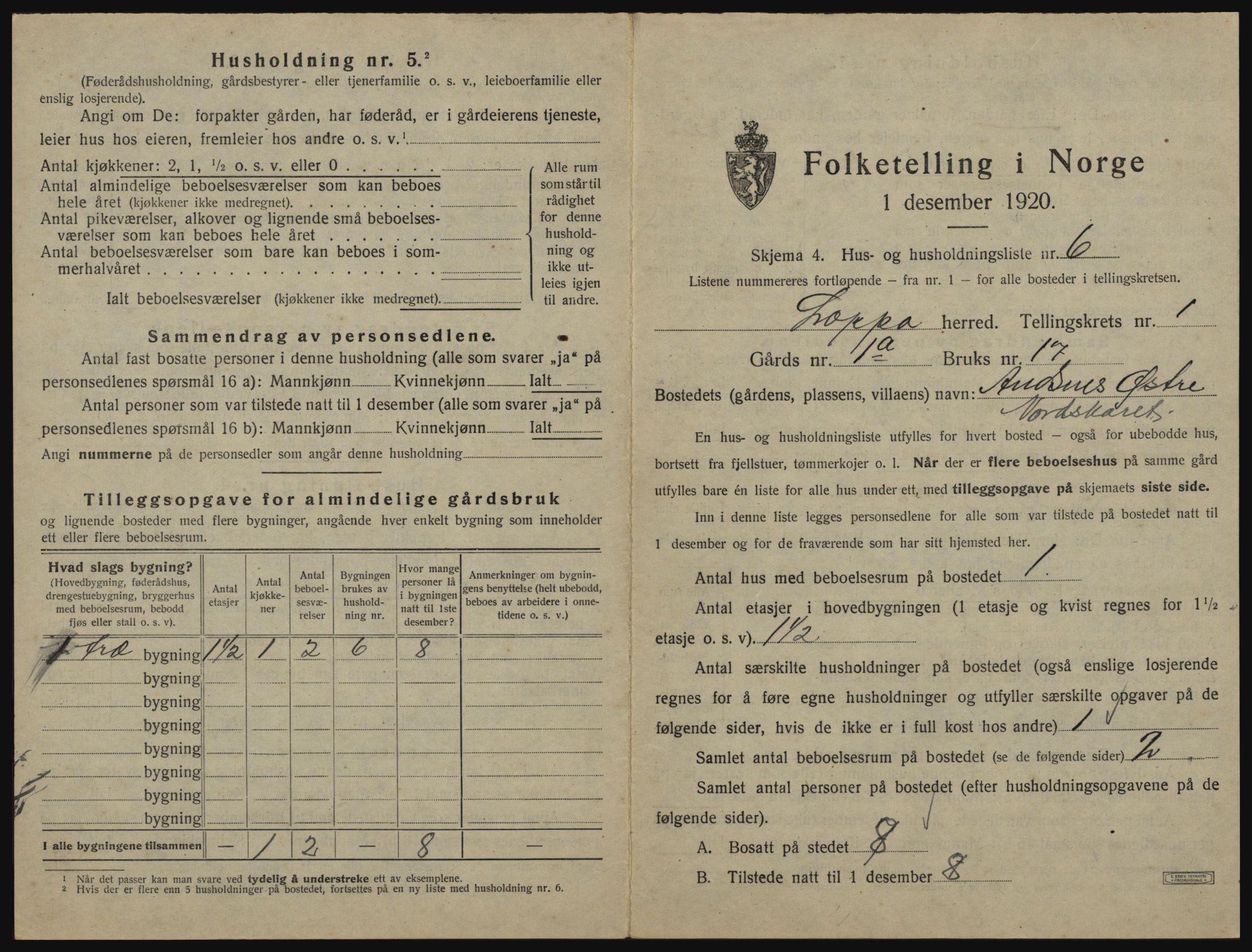 SATØ, 1920 census for Loppa, 1920, p. 44