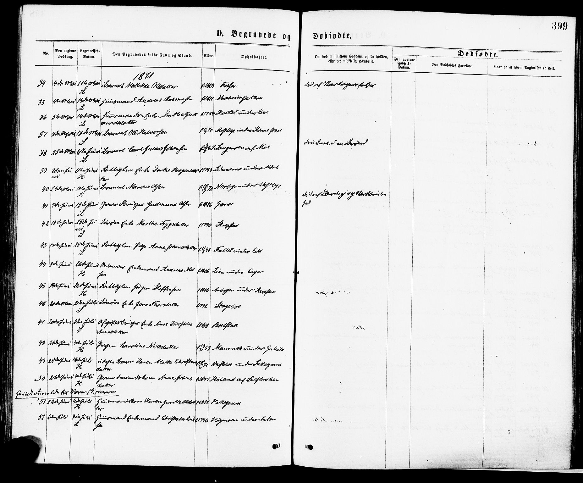 Høland prestekontor Kirkebøker, AV/SAO-A-10346a/F/Fa/L0012.a: Parish register (official) no. I 12A, 1869-1879, p. 399