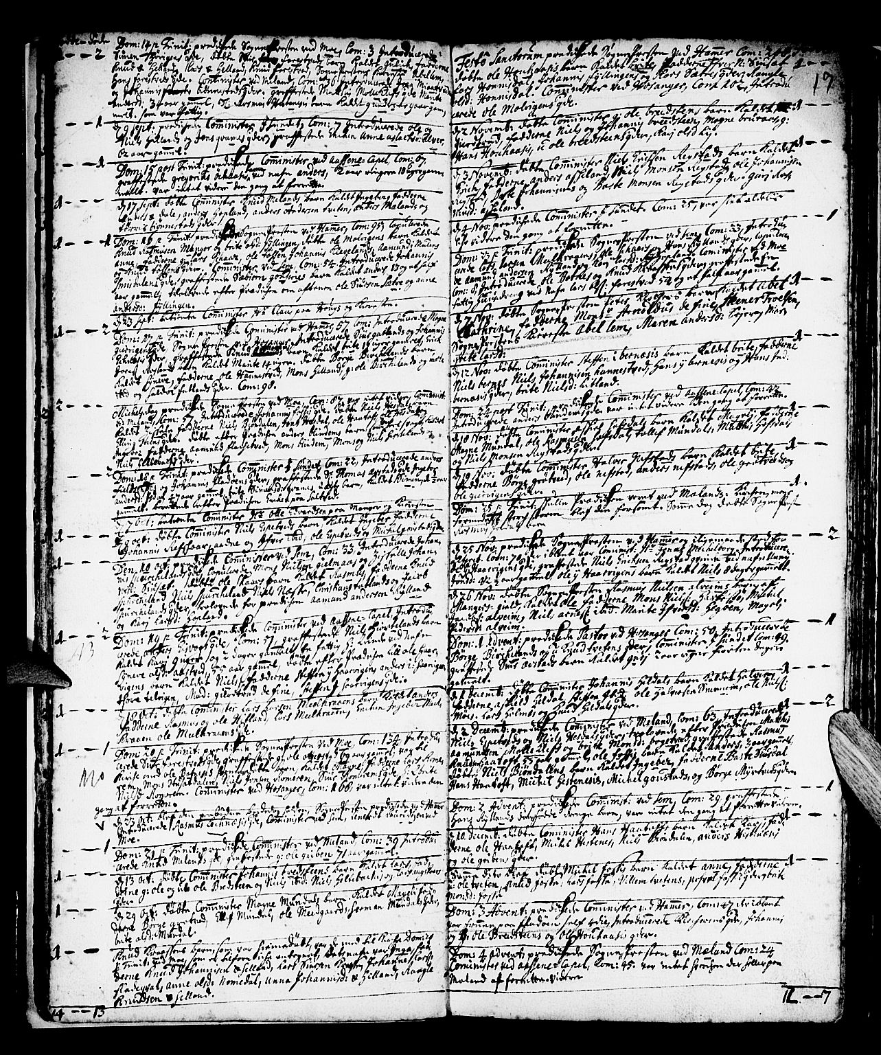 Hamre sokneprestembete, SAB/A-75501/H/Ha/Haa/Haaa/L0003: Parish register (official) no. A 3, 1708-1726, p. 17