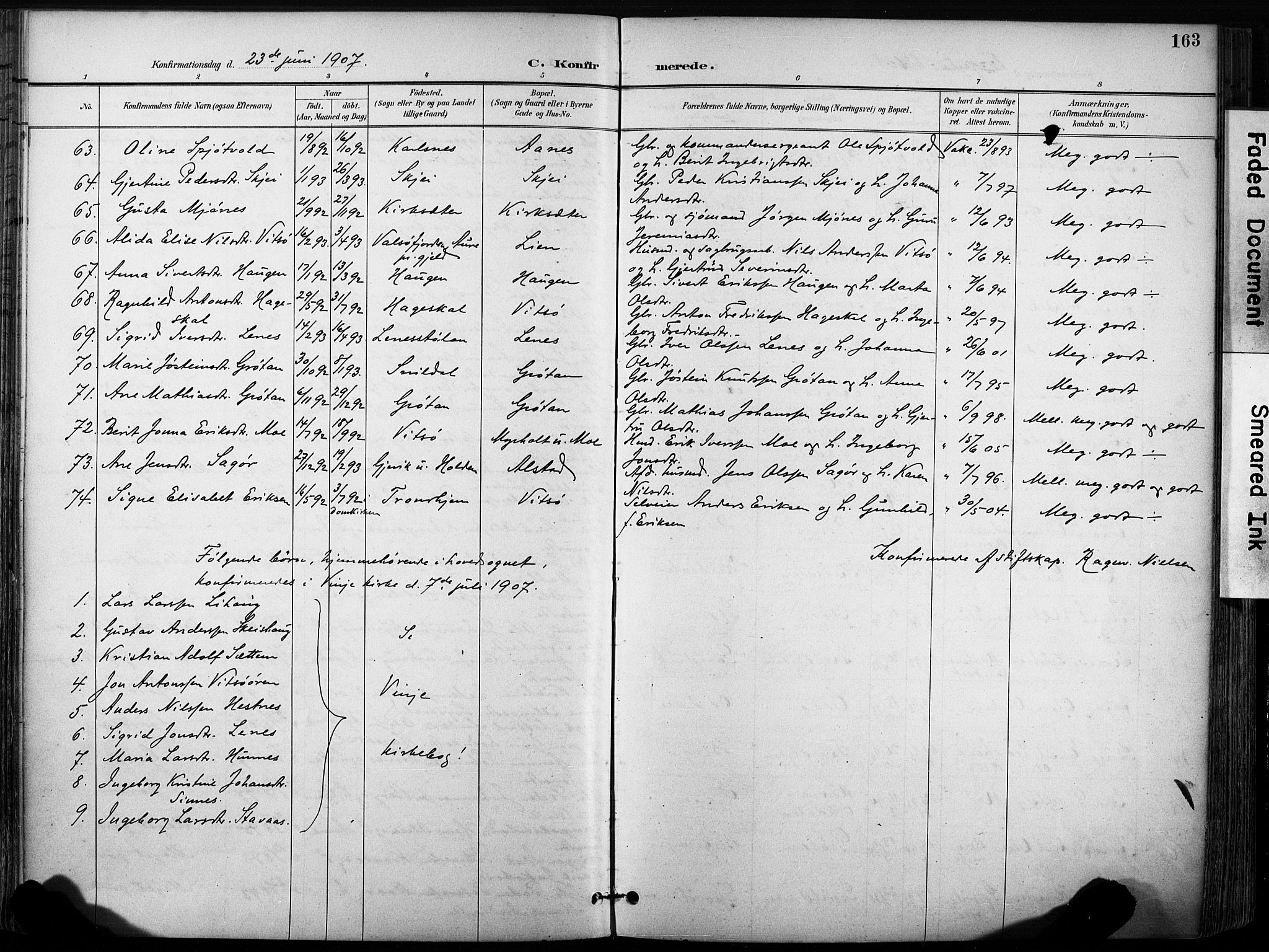 Ministerialprotokoller, klokkerbøker og fødselsregistre - Sør-Trøndelag, AV/SAT-A-1456/630/L0497: Parish register (official) no. 630A10, 1896-1910, p. 163