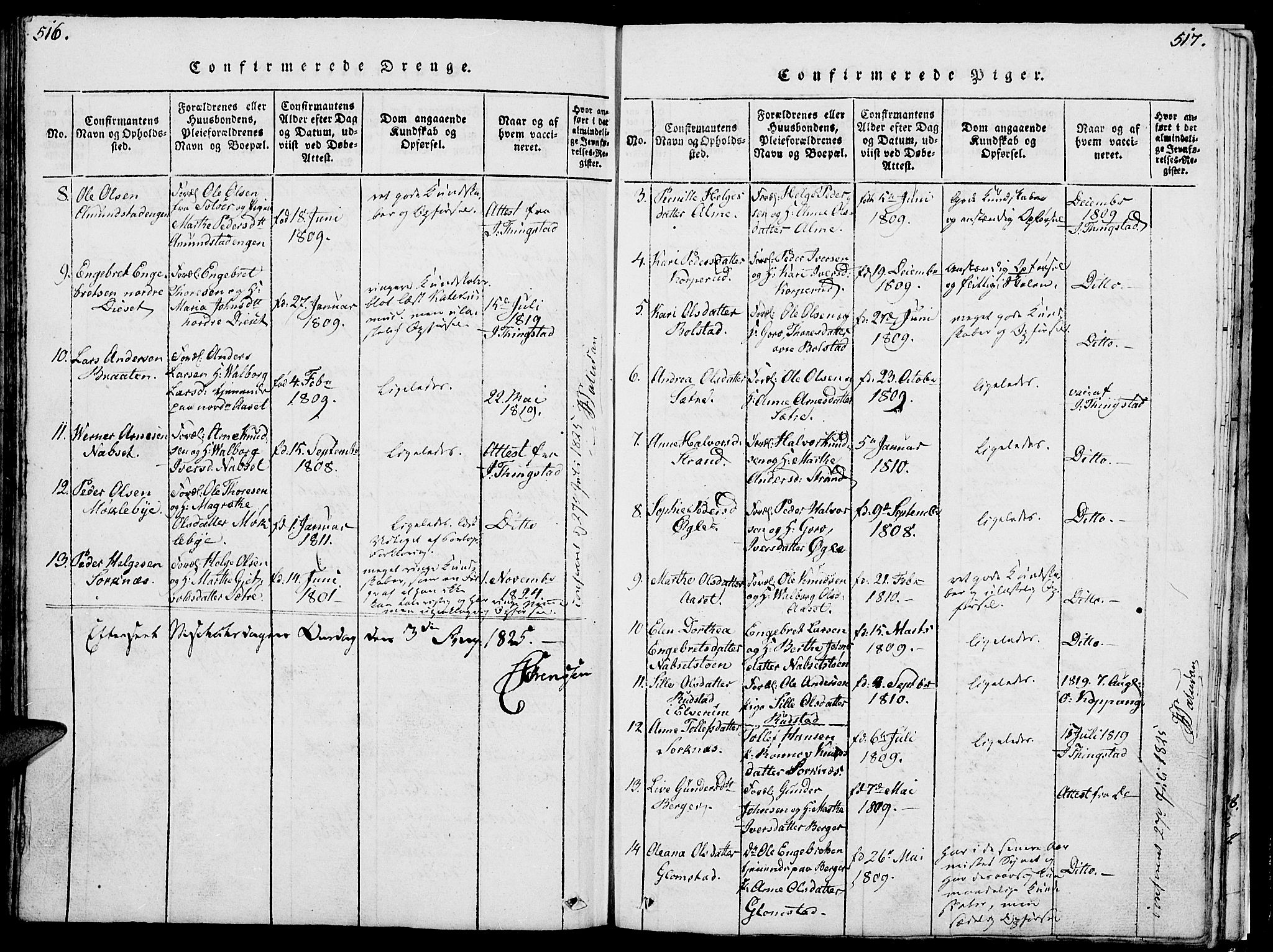 Åmot prestekontor, Hedmark, SAH/PREST-056/H/Ha/Hab/L0001: Parish register (copy) no. 1, 1815-1847, p. 516-517