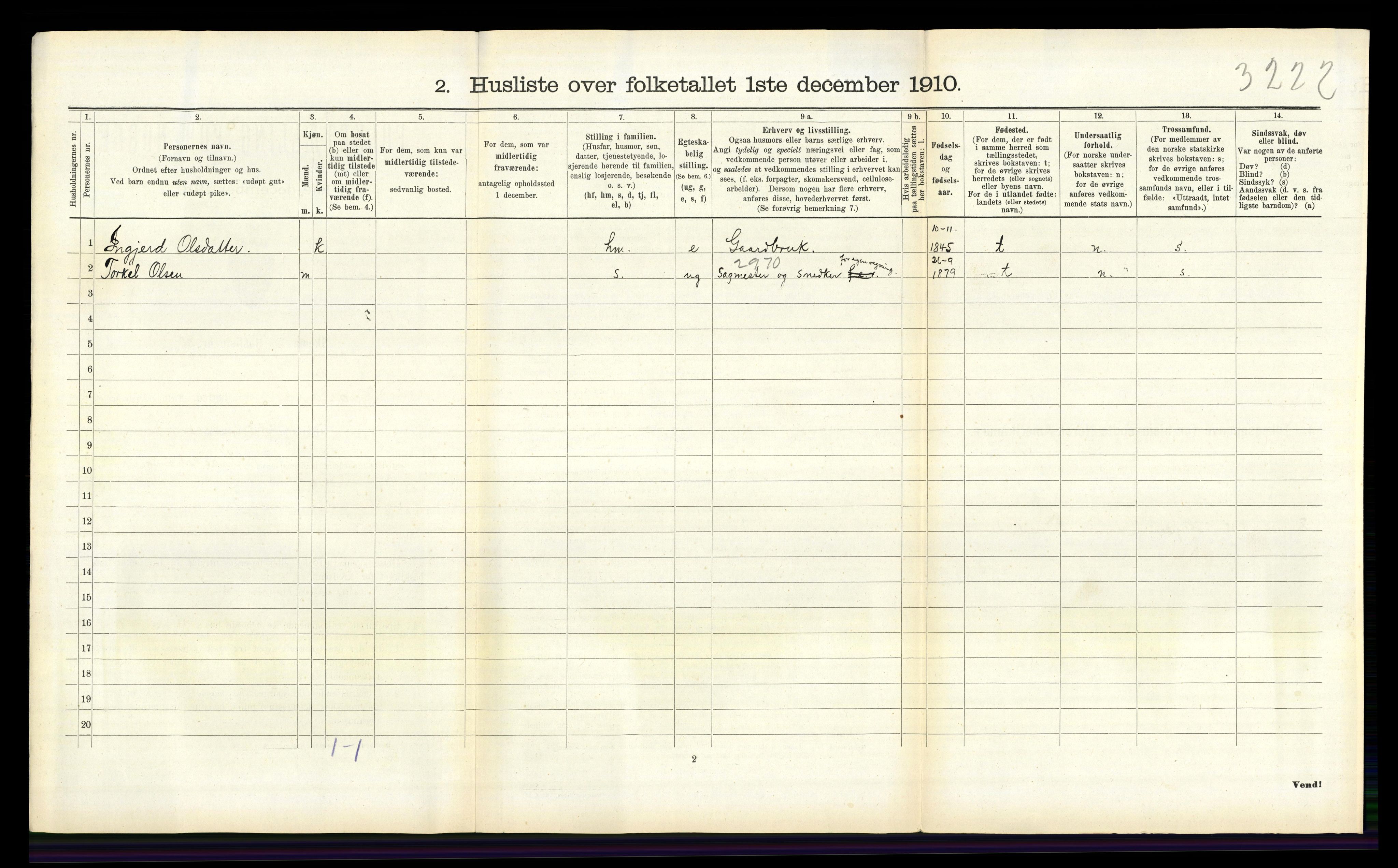 RA, 1910 census for Hægeland, 1910, p. 169