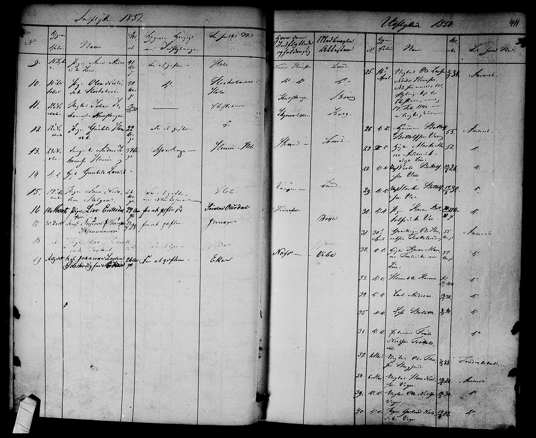 Norderhov kirkebøker, SAKO/A-237/F/Fa/L0011: Parish register (official) no. 11, 1847-1856, p. 411