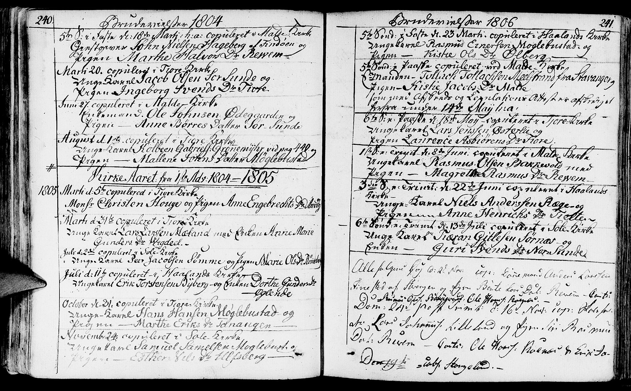 Håland sokneprestkontor, SAST/A-101802/001/30BA/L0003: Parish register (official) no. A 3, 1794-1815, p. 240-241