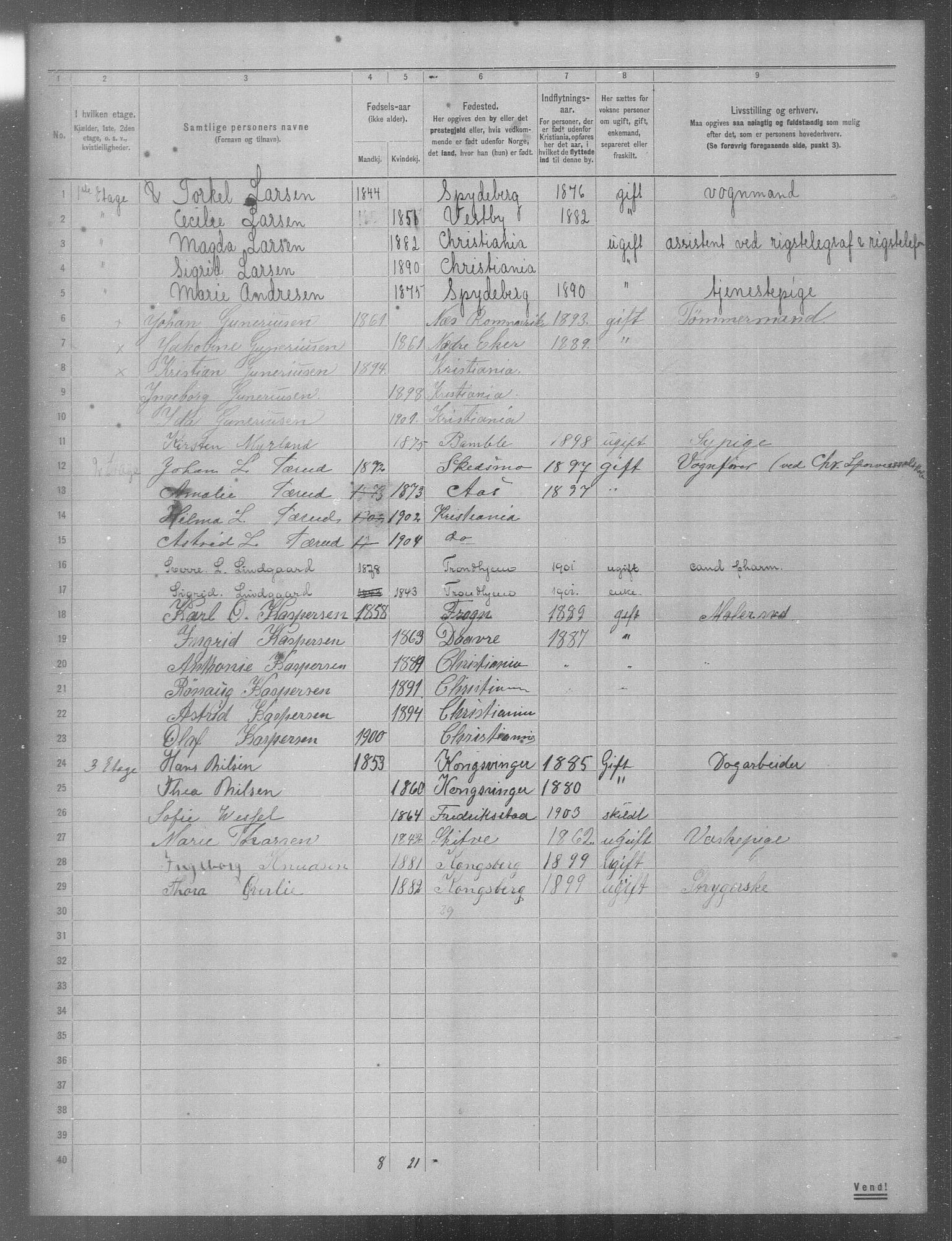 OBA, Municipal Census 1904 for Kristiania, 1904, p. 982