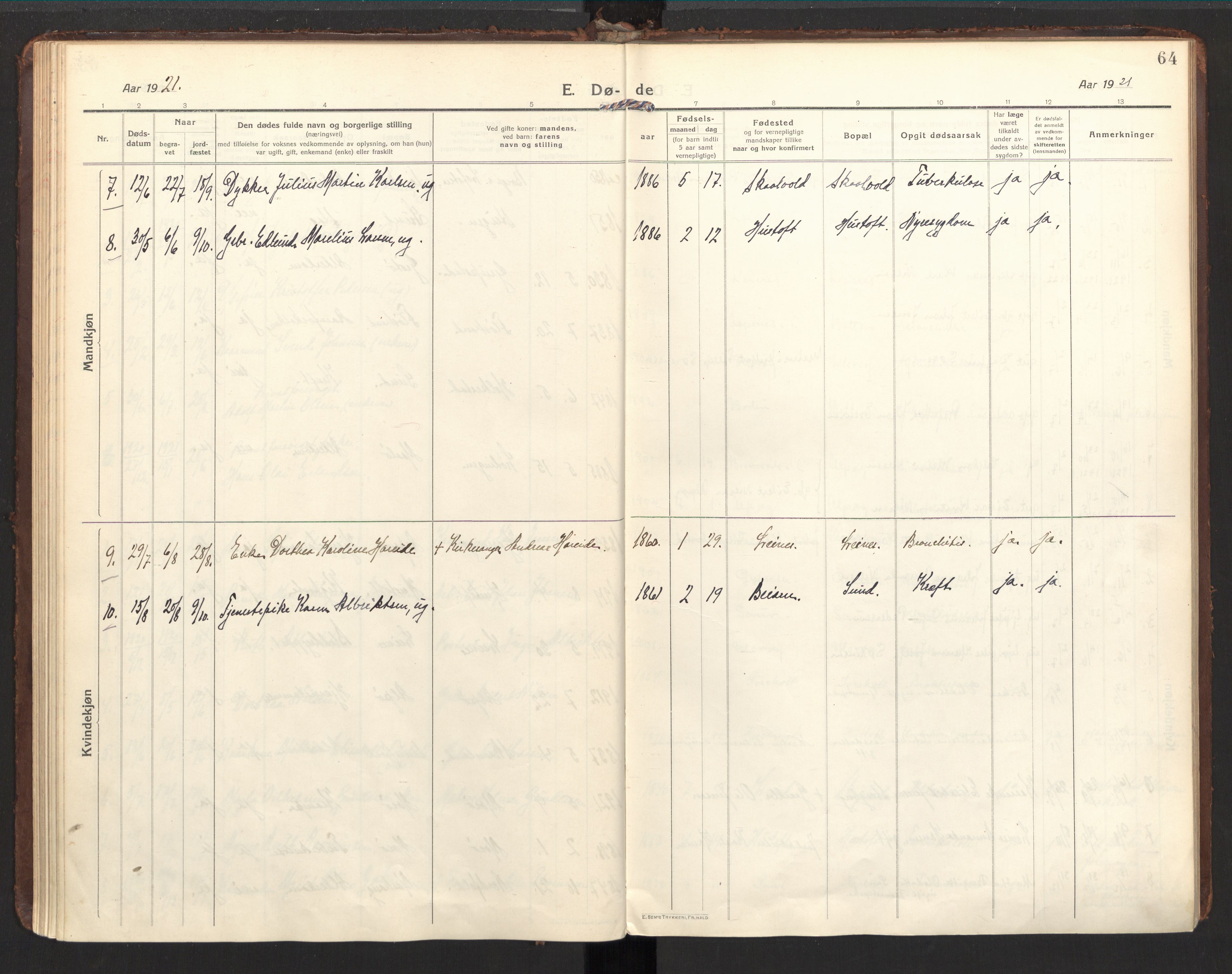 Ministerialprotokoller, klokkerbøker og fødselsregistre - Nordland, AV/SAT-A-1459/857/L0825: Parish register (official) no. 857A05, 1917-1946, p. 64