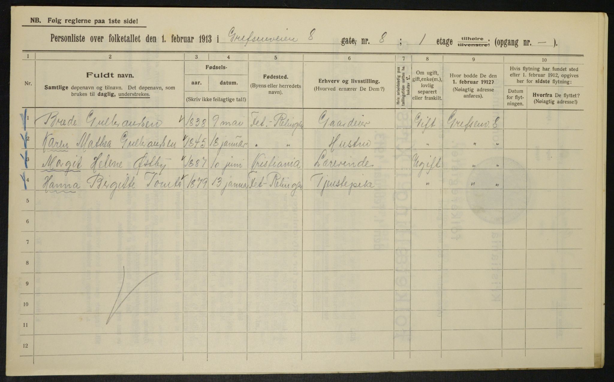 OBA, Municipal Census 1913 for Kristiania, 1913, p. 29622