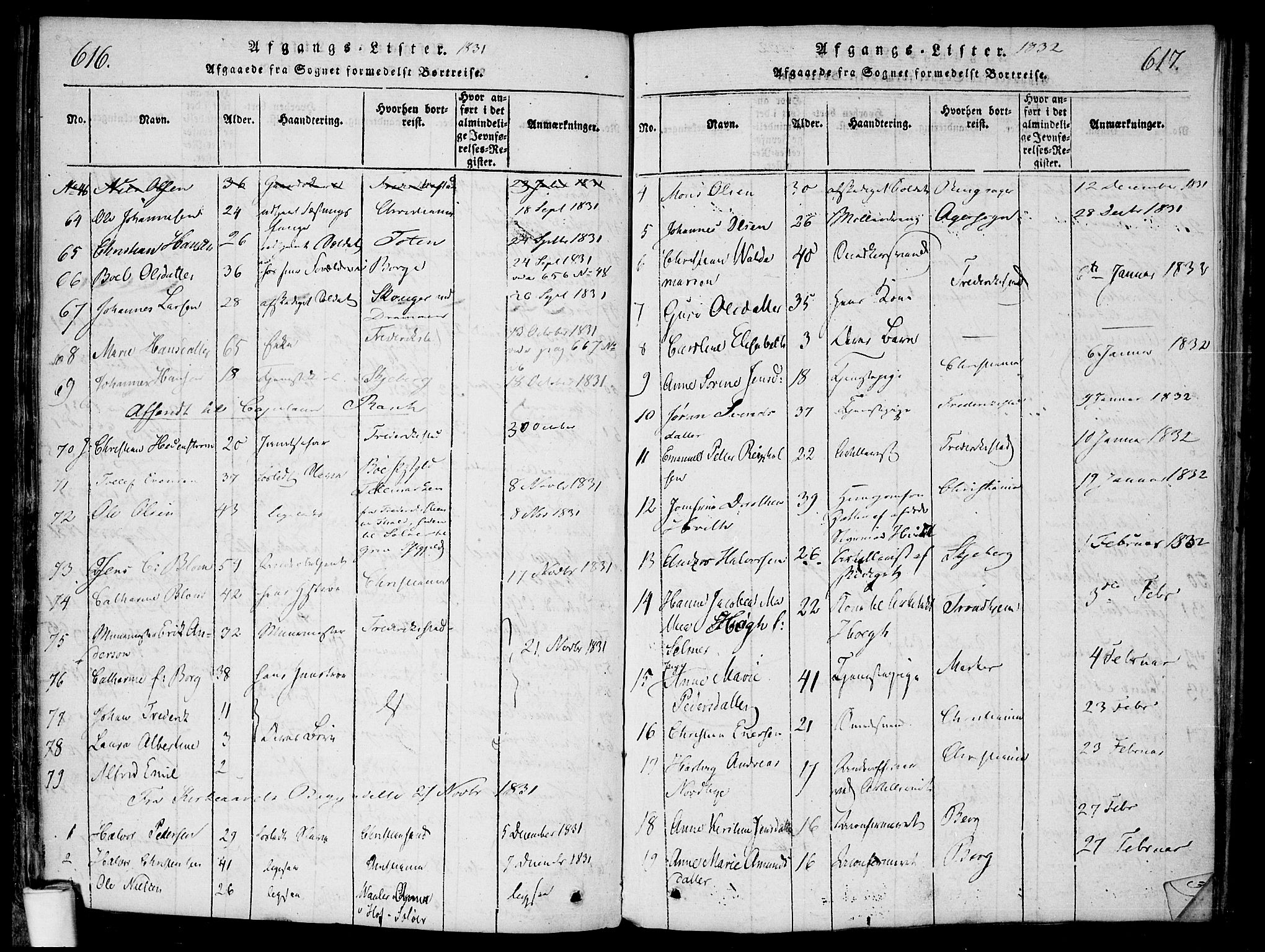 Halden prestekontor Kirkebøker, AV/SAO-A-10909/F/Fa/L0003: Parish register (official) no. I 3, 1815-1834, p. 616-617